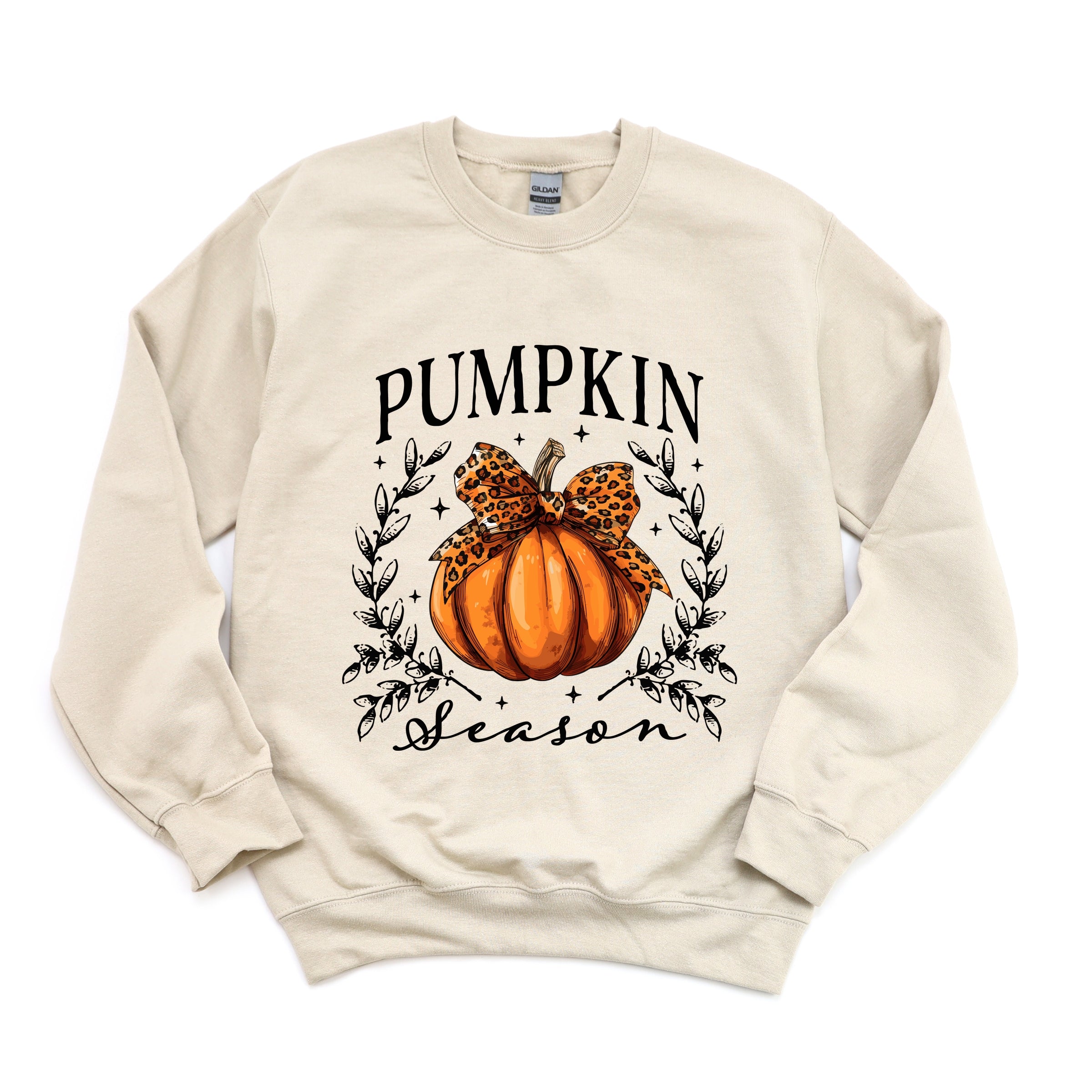 Pumpkin Season Leopard Bow - Women's Graphic Sweatshirt