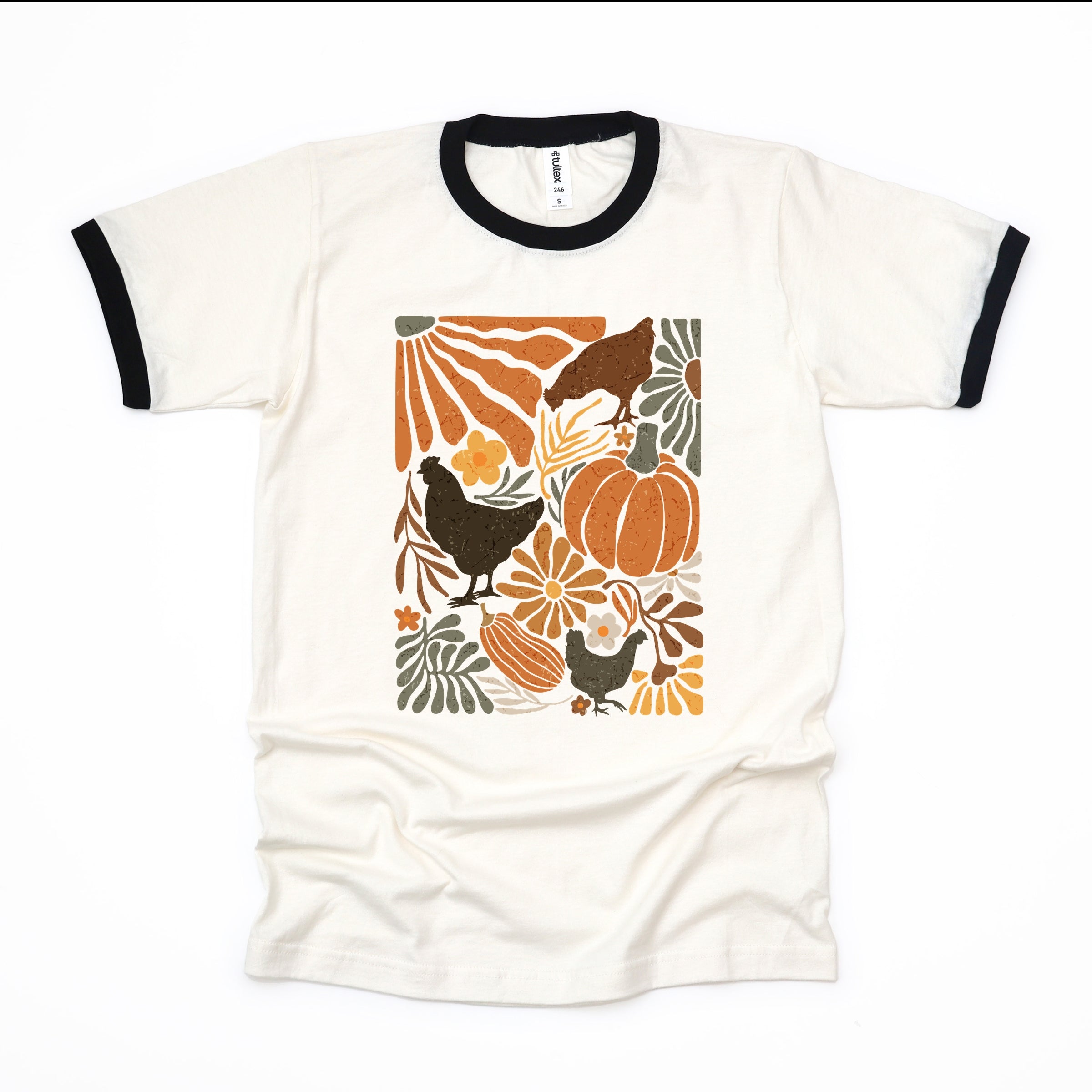 Chicken Boho Floral - Women's Ringer Graphic T-Shirt