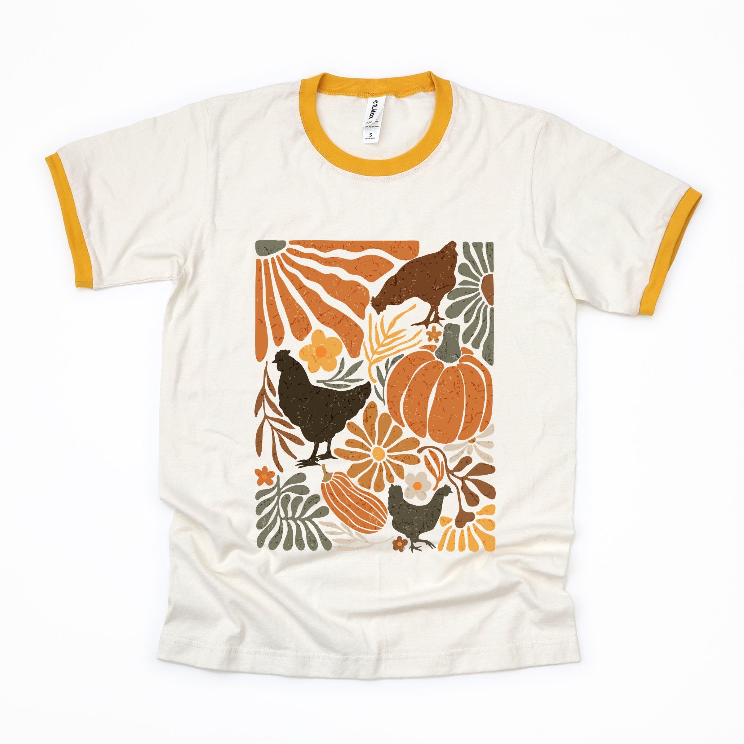 Chicken Boho Floral - Women's Ringer Graphic T-Shirt