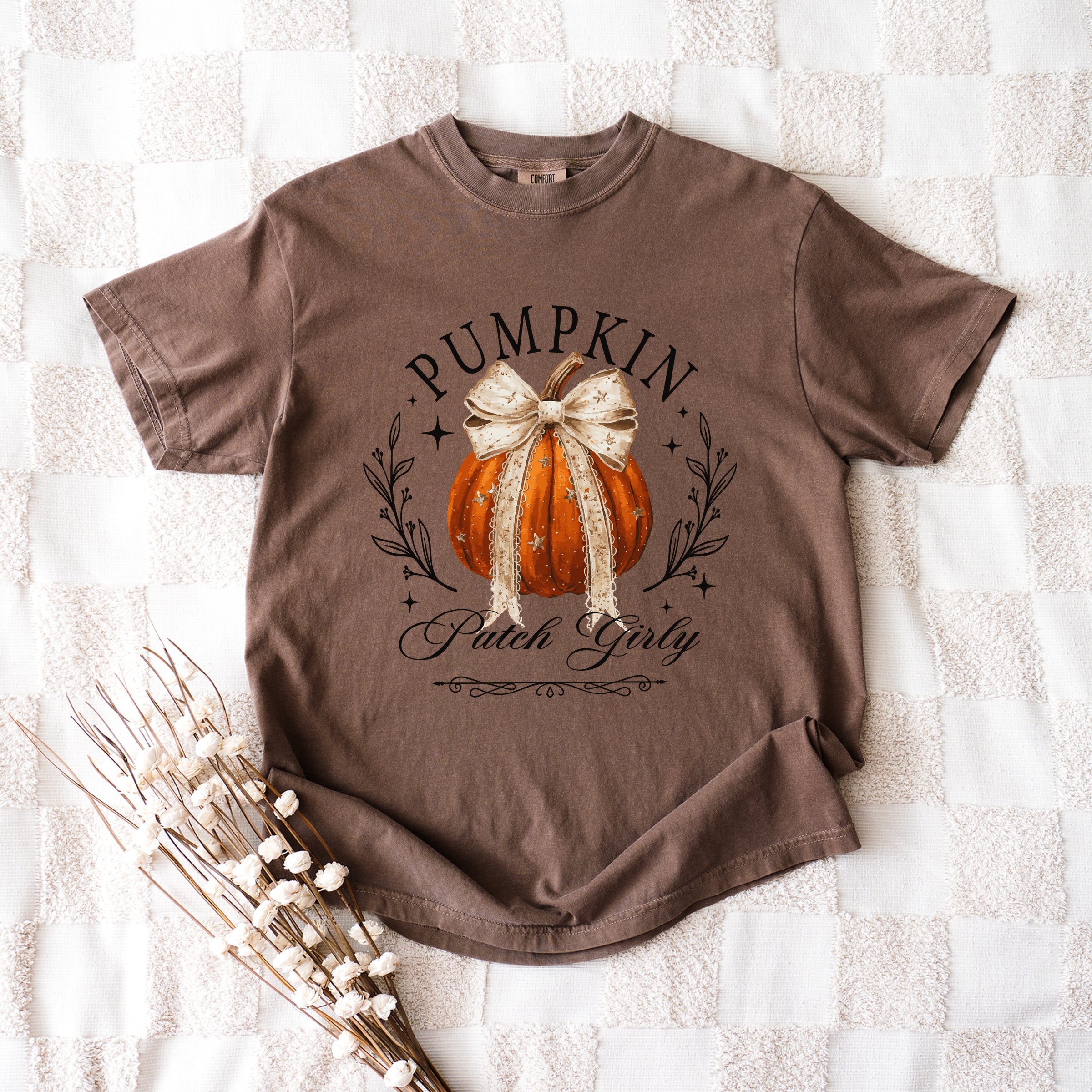 Coquette Pumpkin Patch Girly - Women's Garment Dyed Graphic T-Shirt