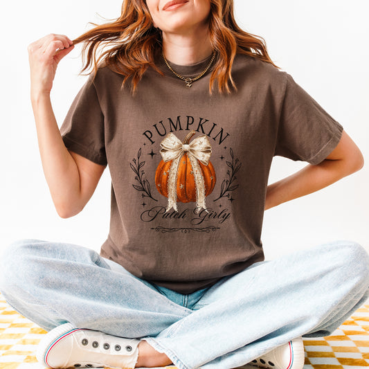 Coquette Pumpkin Patch Girly - Women's Garment Dyed Graphic T-Shirt