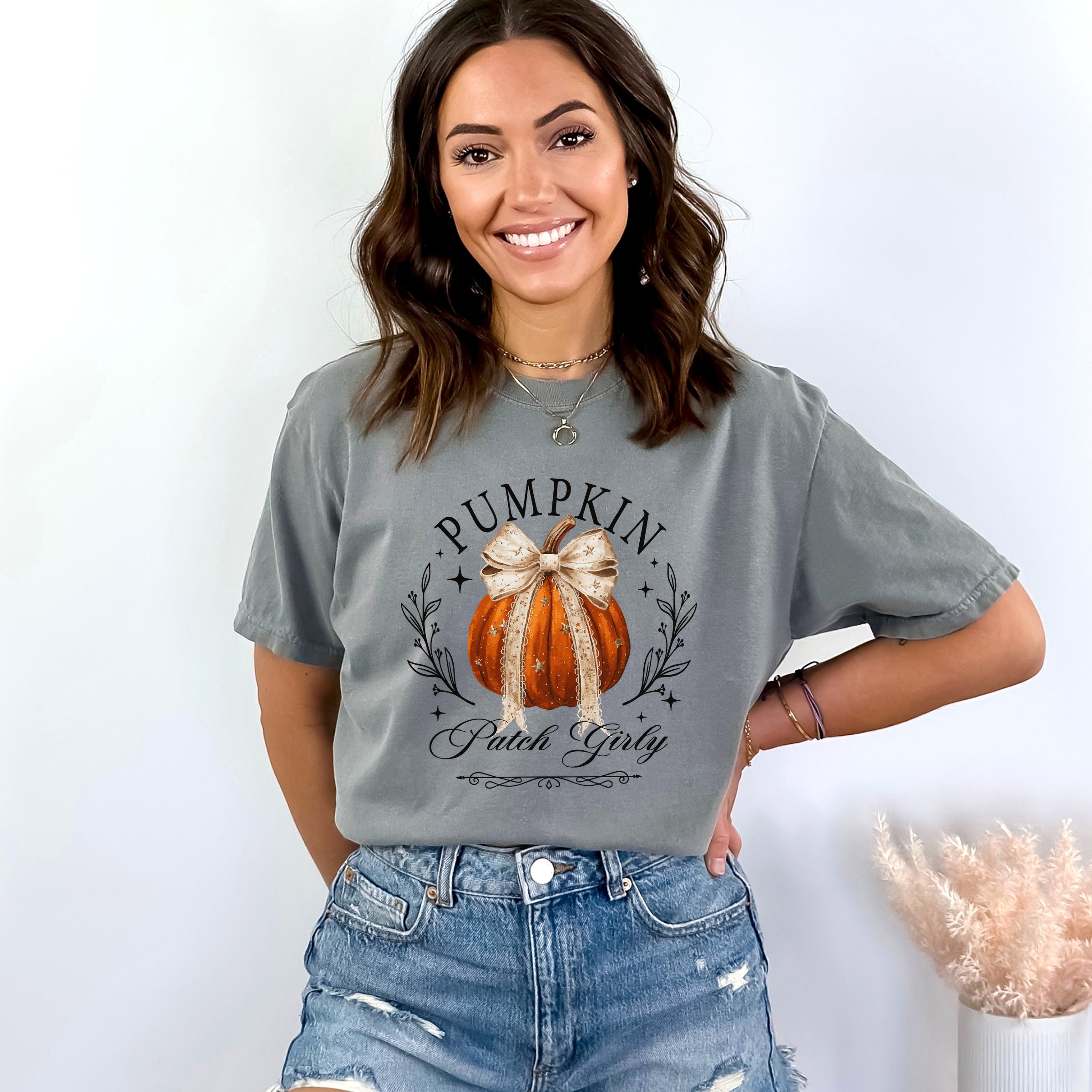 Coquette Pumpkin Patch Girly - Women's Garment Dyed Graphic T-Shirt