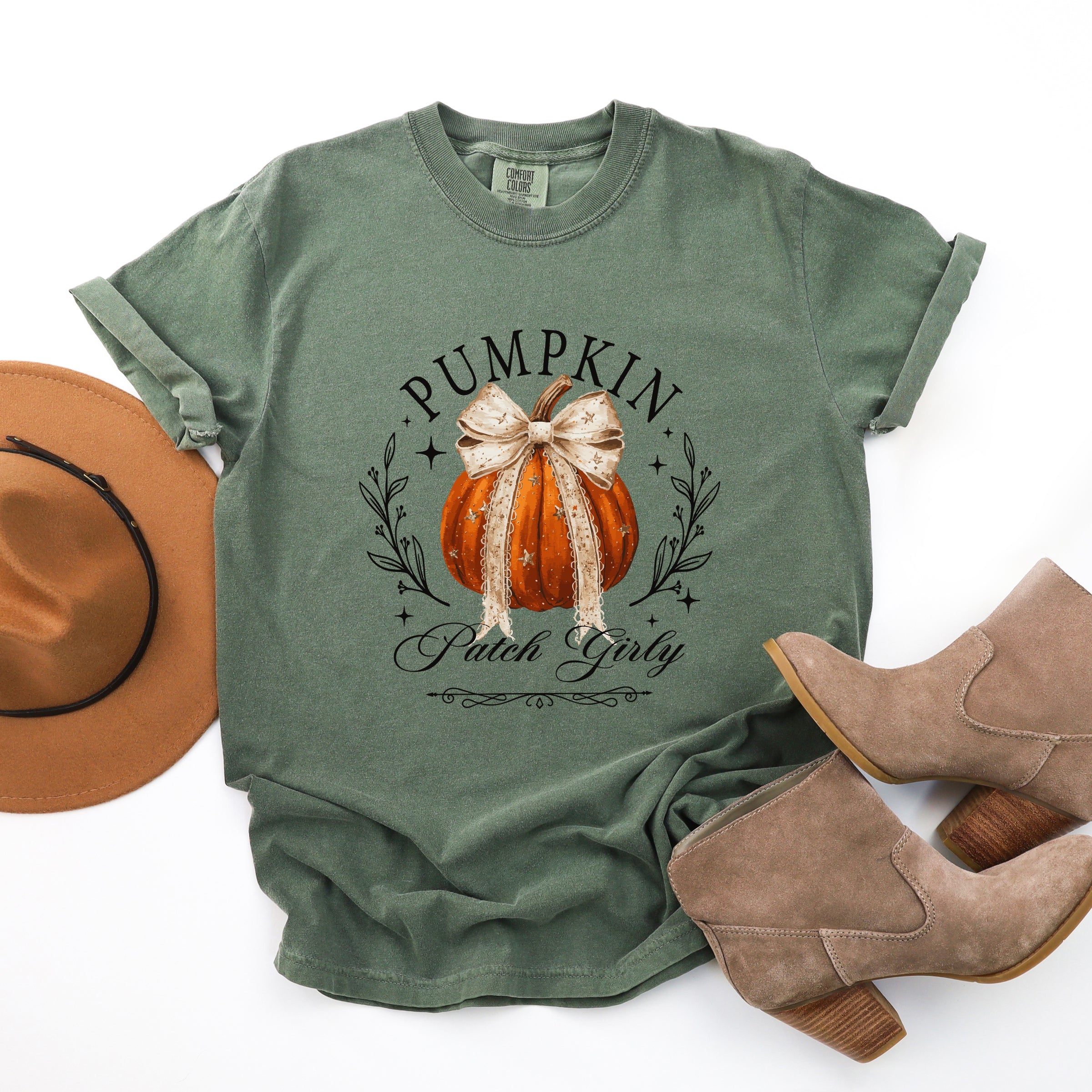 Coquette Pumpkin Patch Girly - Women's Garment Dyed Graphic T-Shirt