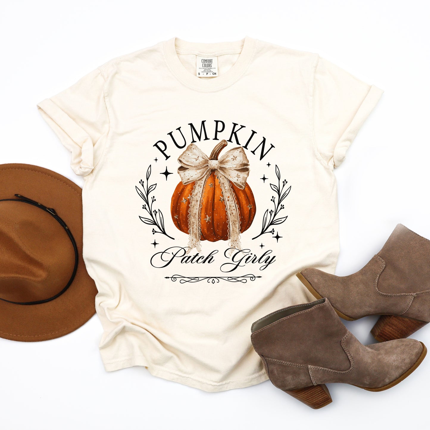 Coquette Pumpkin Patch Girly - Women's Garment Dyed Graphic T-Shirt