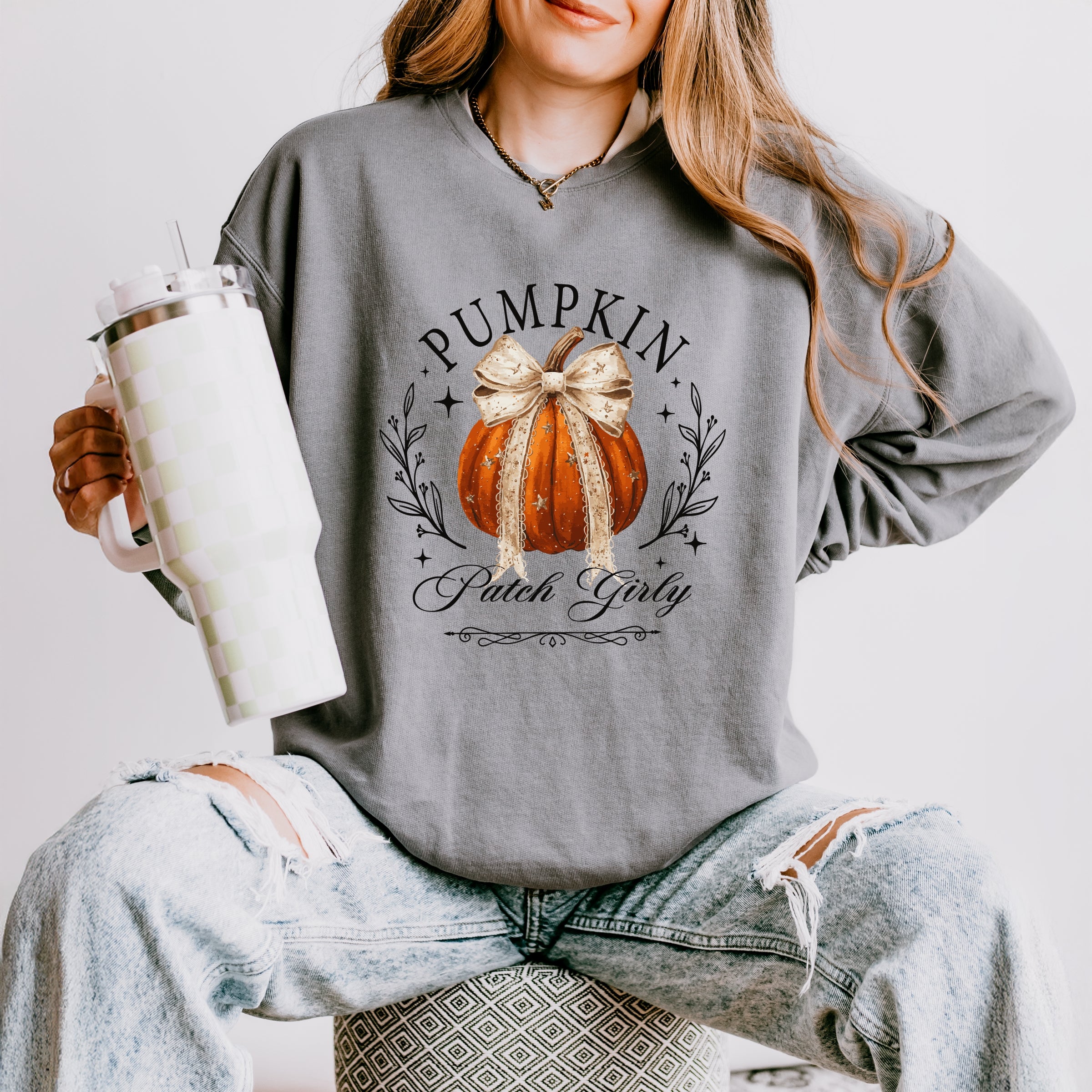 Coquette Pumpkin Patch Girly - Women's Lightweight Garment Dyed Sweatshirt