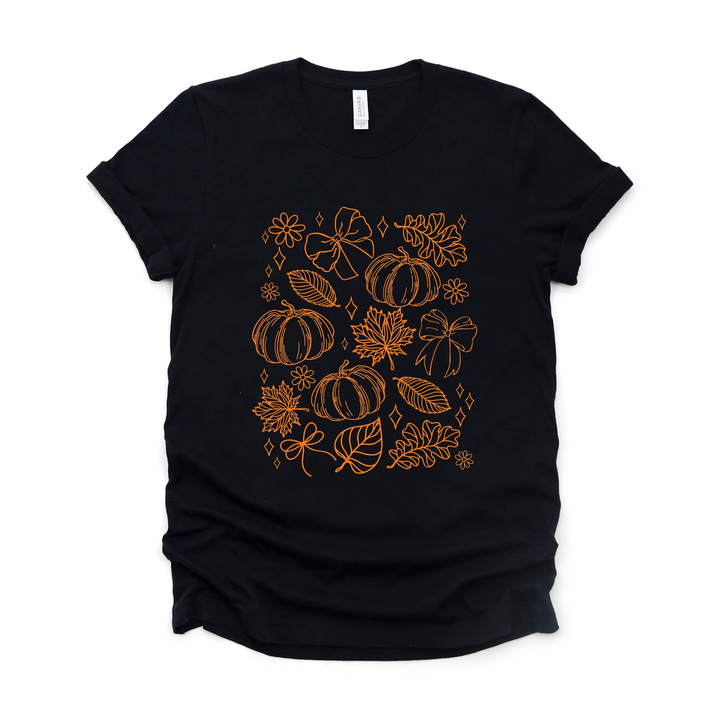 Fall Decorations Outline - Women's Short Sleeve Graphic T-Shirt