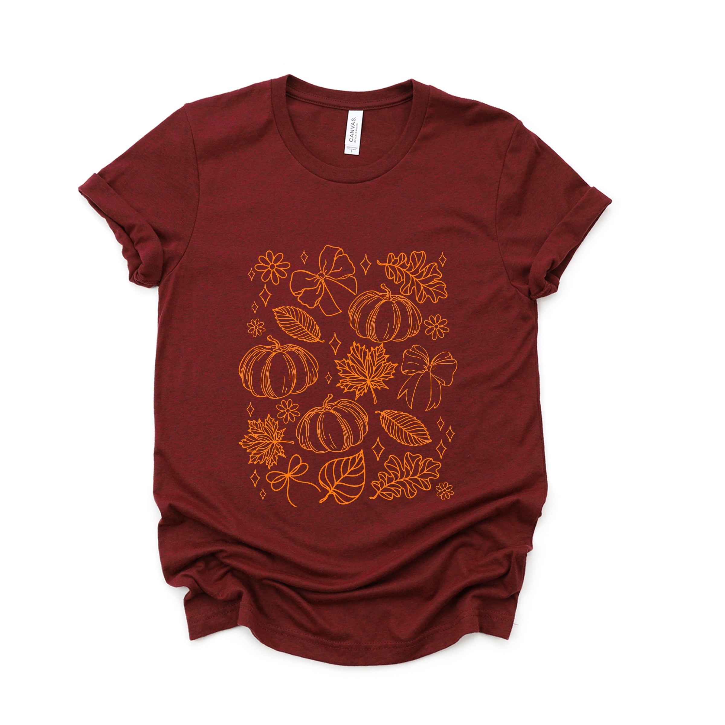 Fall Decorations Outline - Women's Short Sleeve Graphic T-Shirt