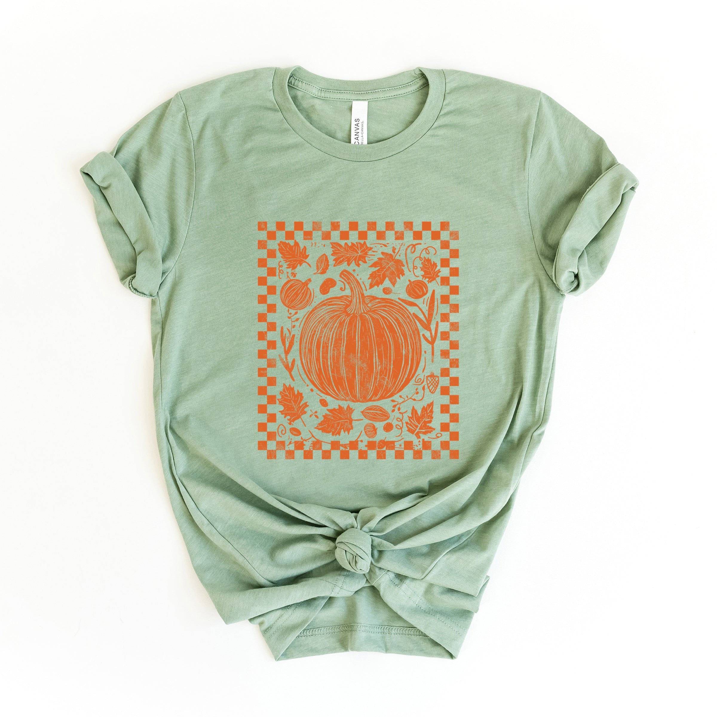 Pumpkin Checkered Distressed - Women's Short Sleeve Graphic T-Shirt