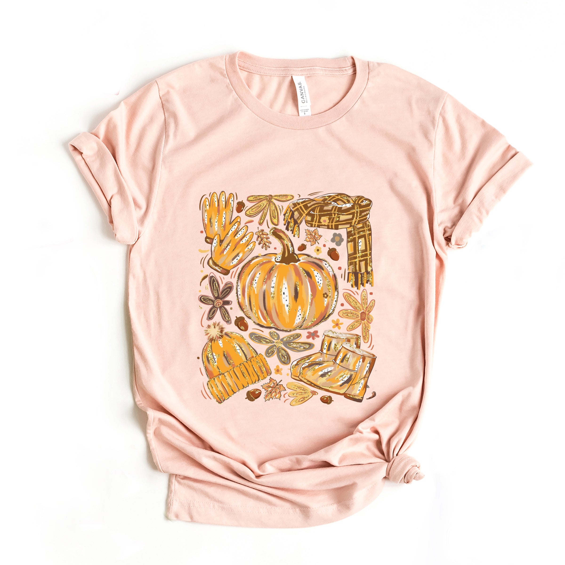 Fall Pumpkin Collage Glitter - Women's Short Sleeve Graphic T-Shirt