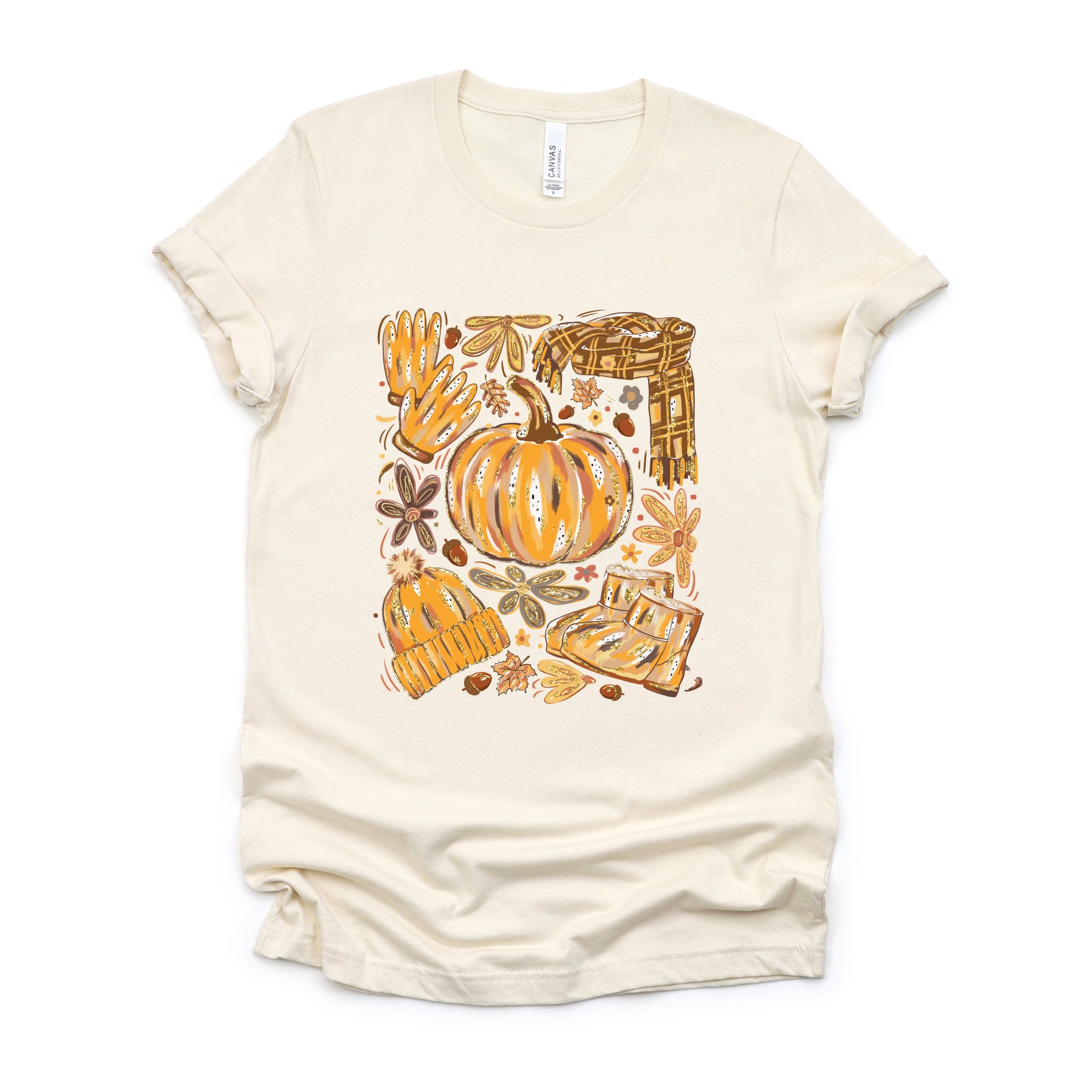 Fall Pumpkin Collage Glitter - Women's Short Sleeve Graphic T-Shirt