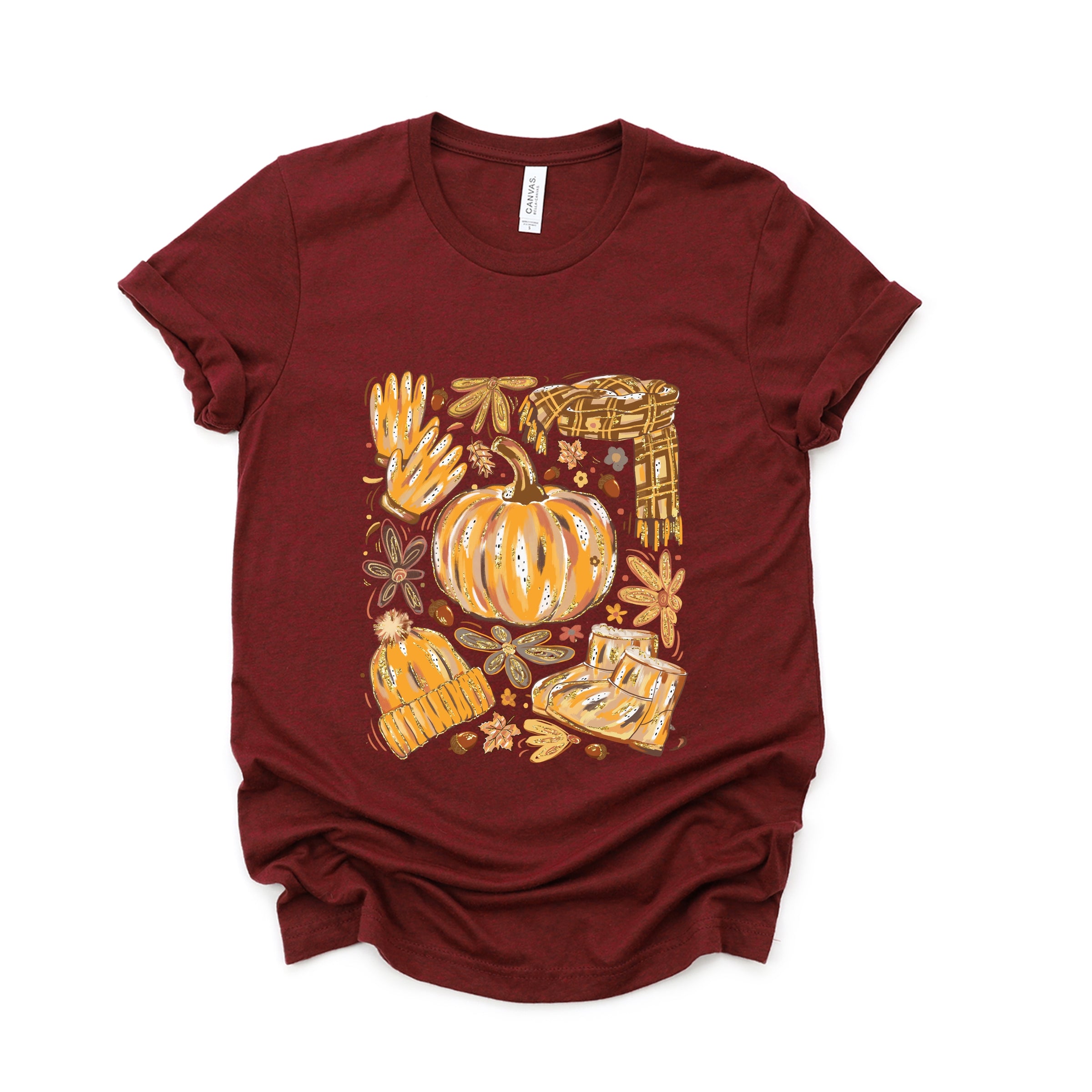 Fall Pumpkin Collage Glitter - Women's Short Sleeve Graphic T-Shirt