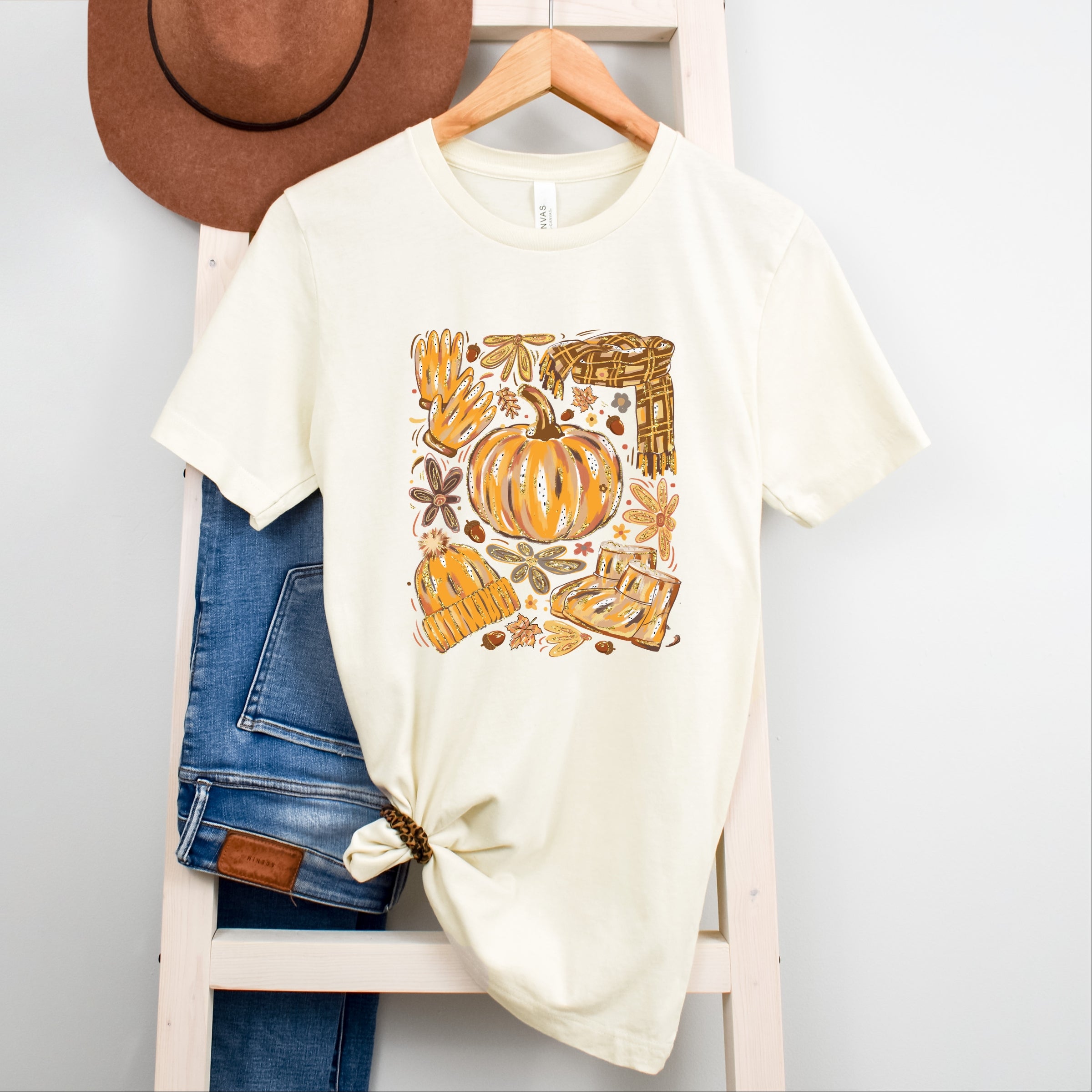 Fall Pumpkin Collage Glitter - Women's Short Sleeve Graphic T-Shirt