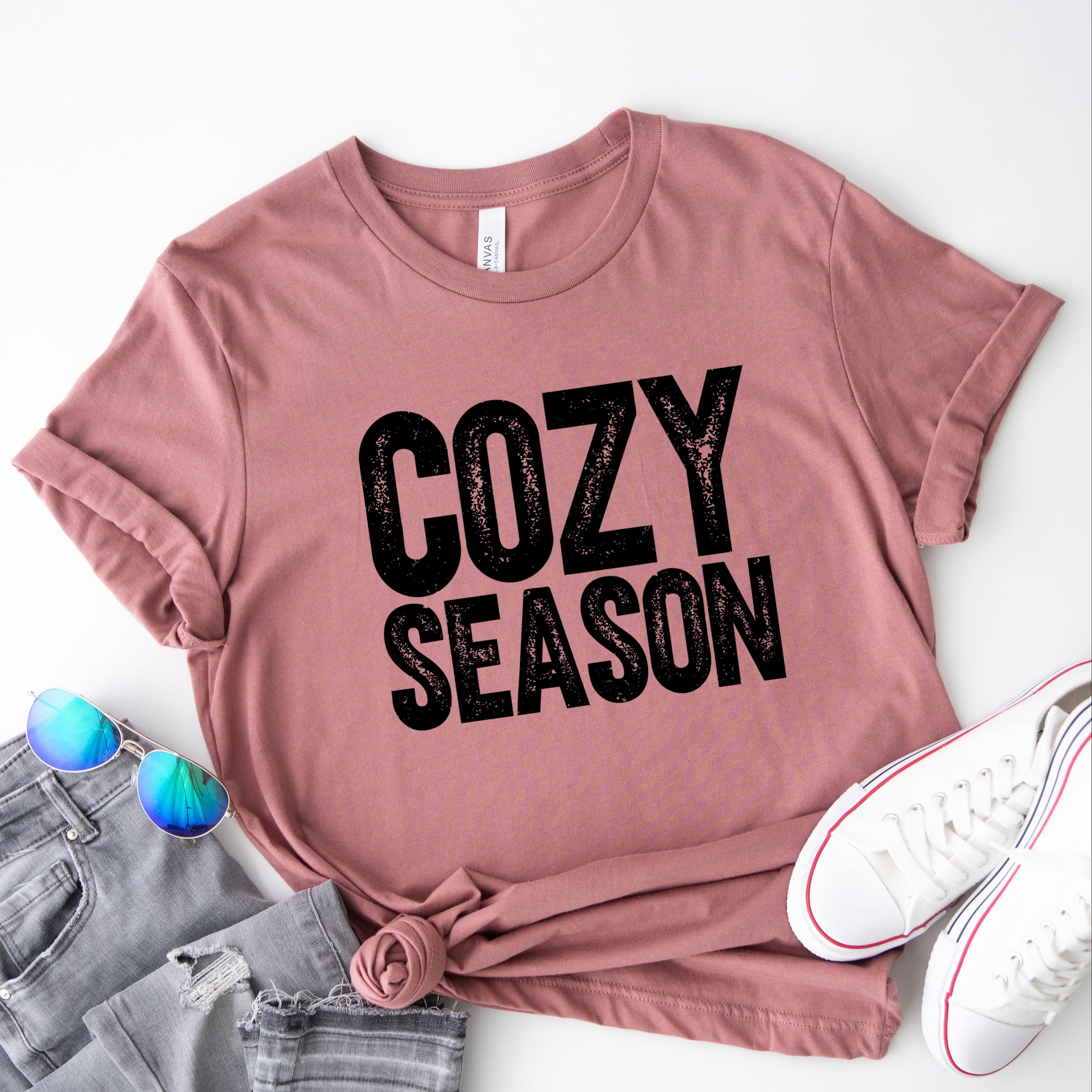 Cozy Season Bold Distressed - Women's Short Sleeve Graphic T-Shirt