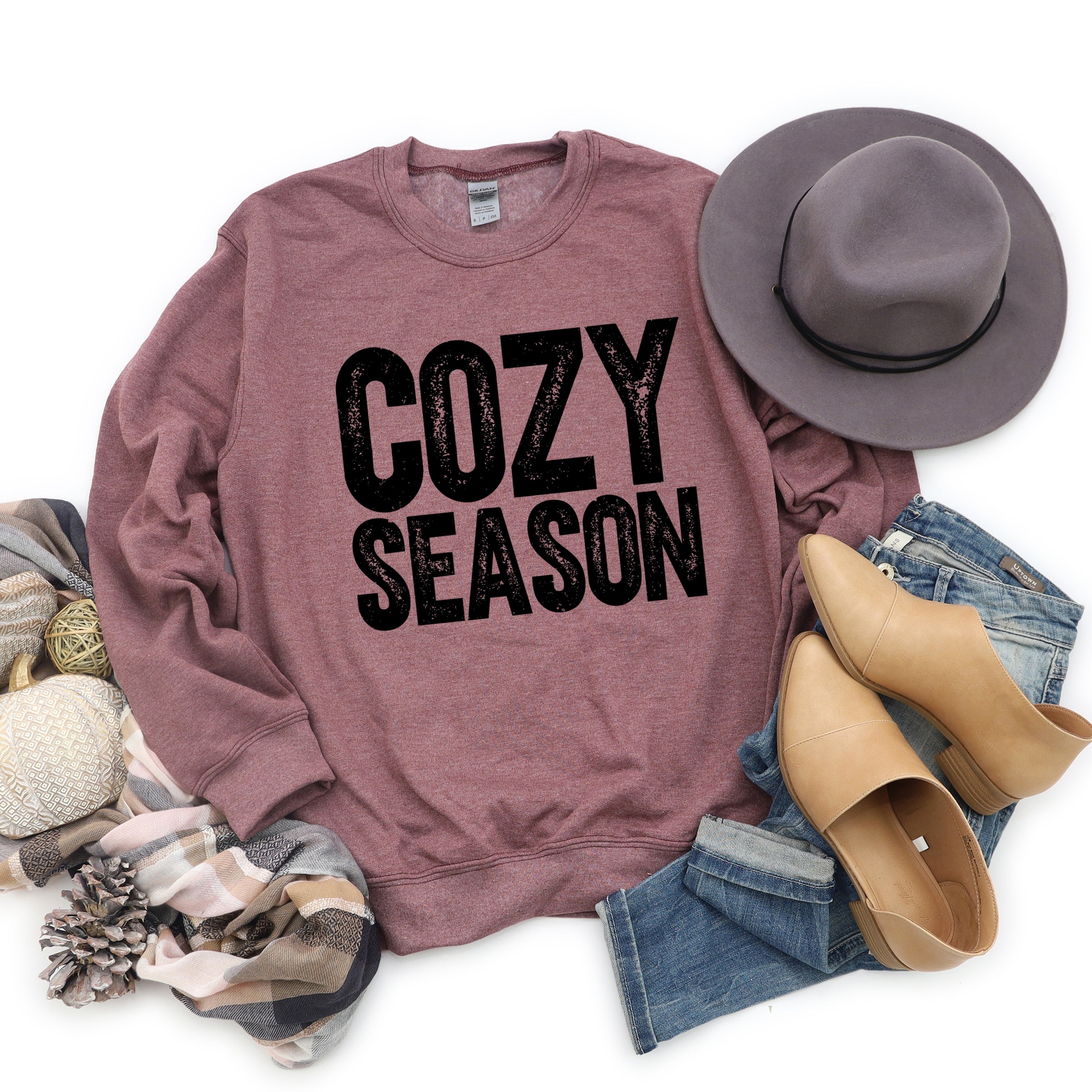 Cozy Season Bold Distressed - Women's Graphic Sweatshirt