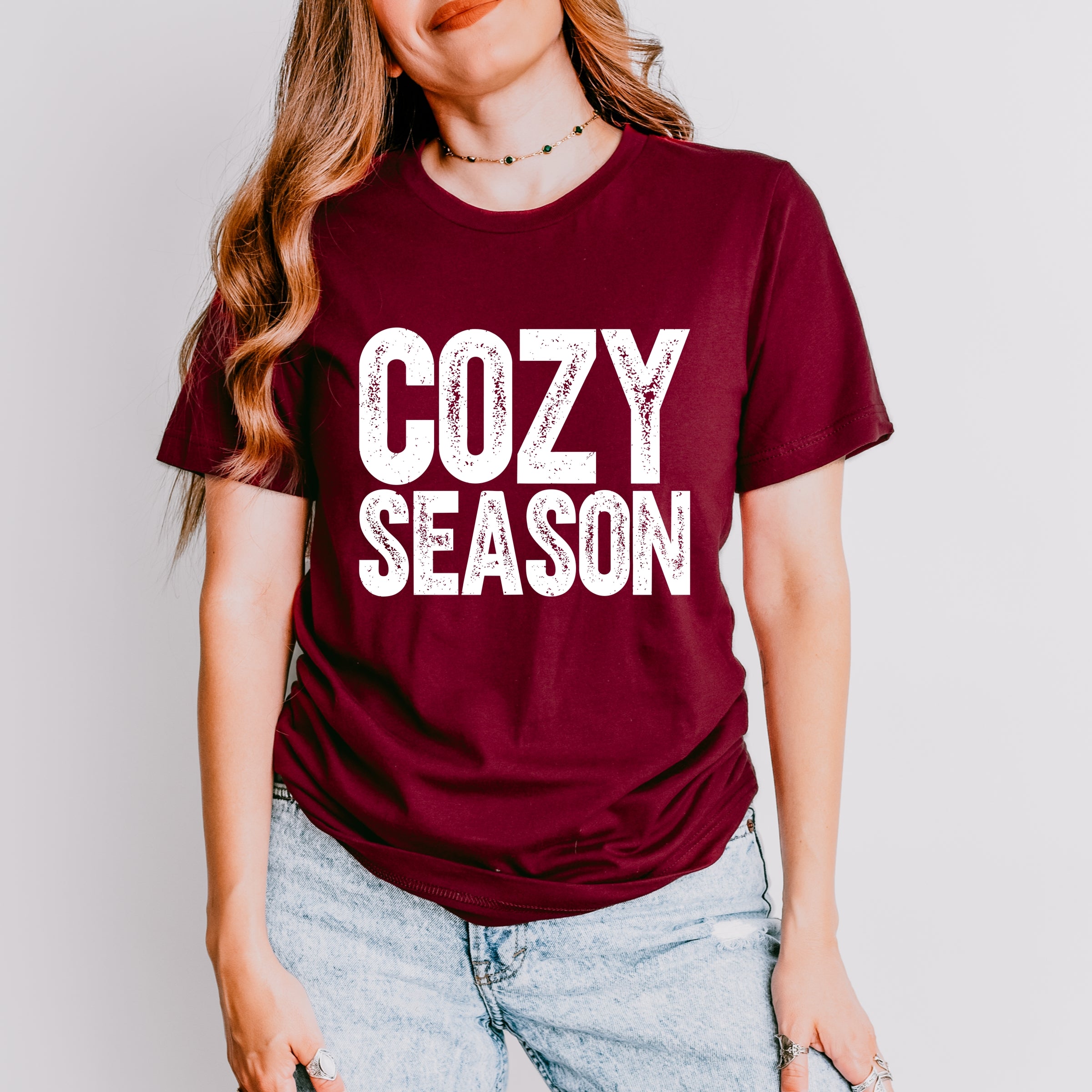 Cozy Season Bold Distressed - Women's Short Sleeve Graphic T-Shirt