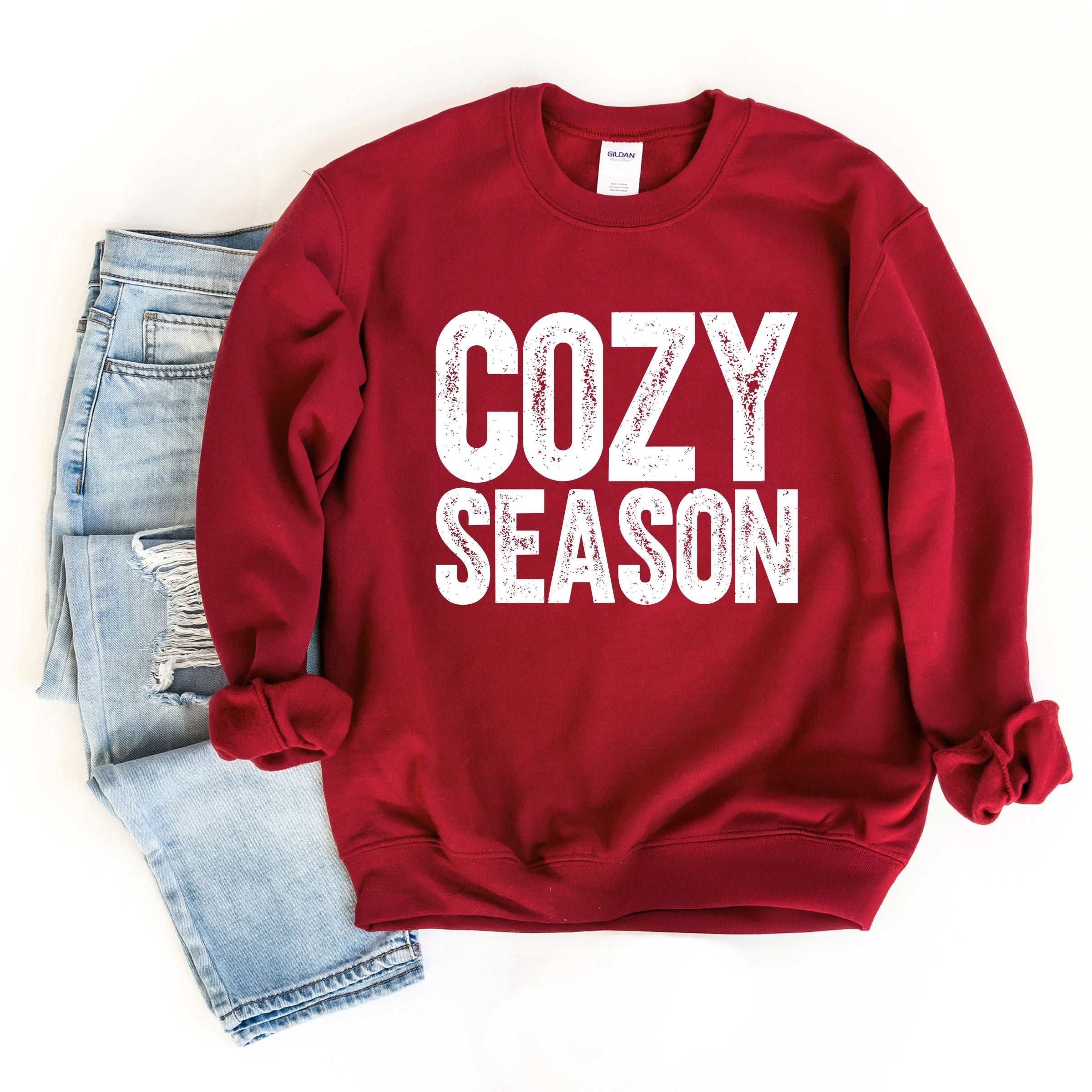 Cozy Season Bold Distressed - Women's Graphic Sweatshirt