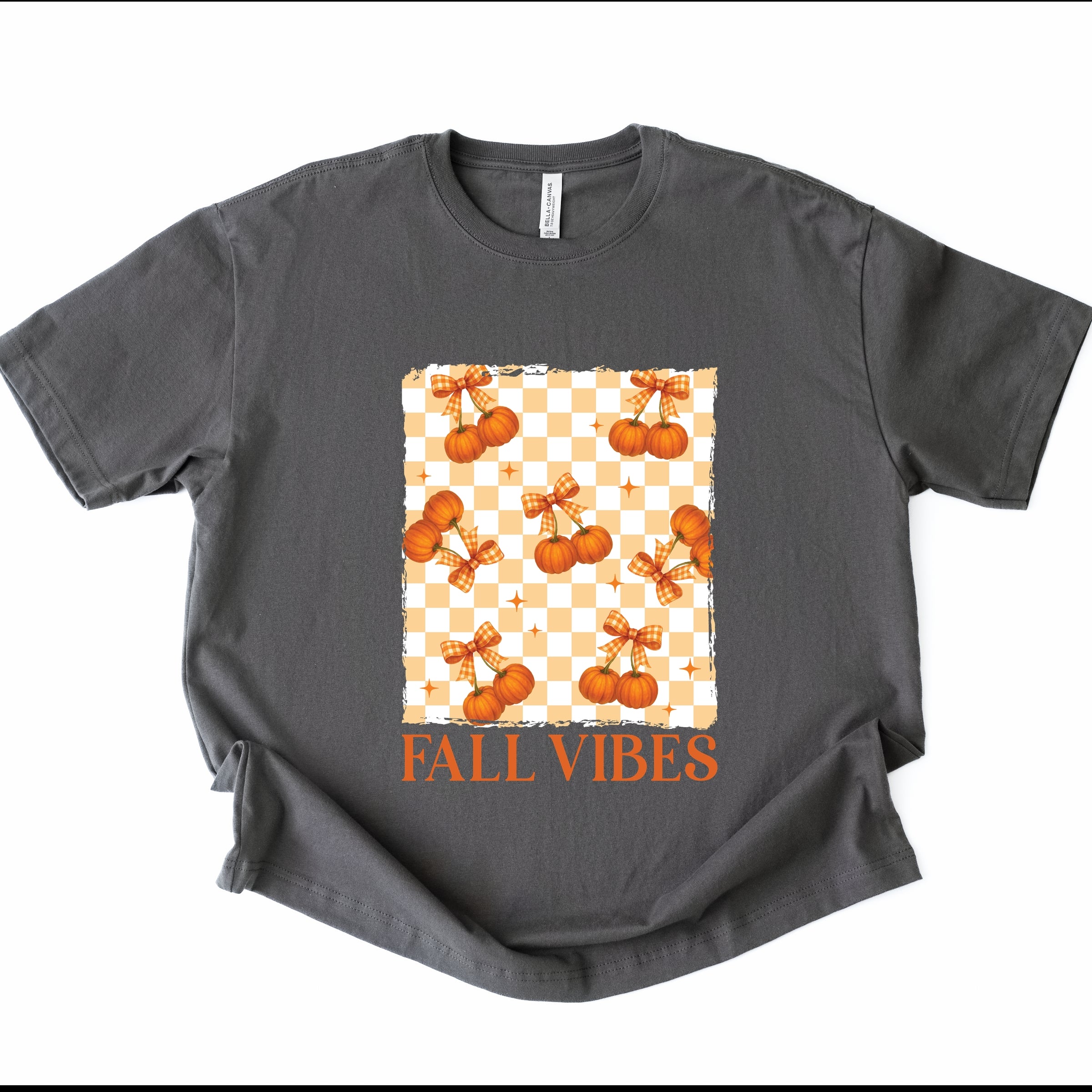 Fall Vibes Checked Pumpkins - Women's Heavyweight Graphic T-Shirt