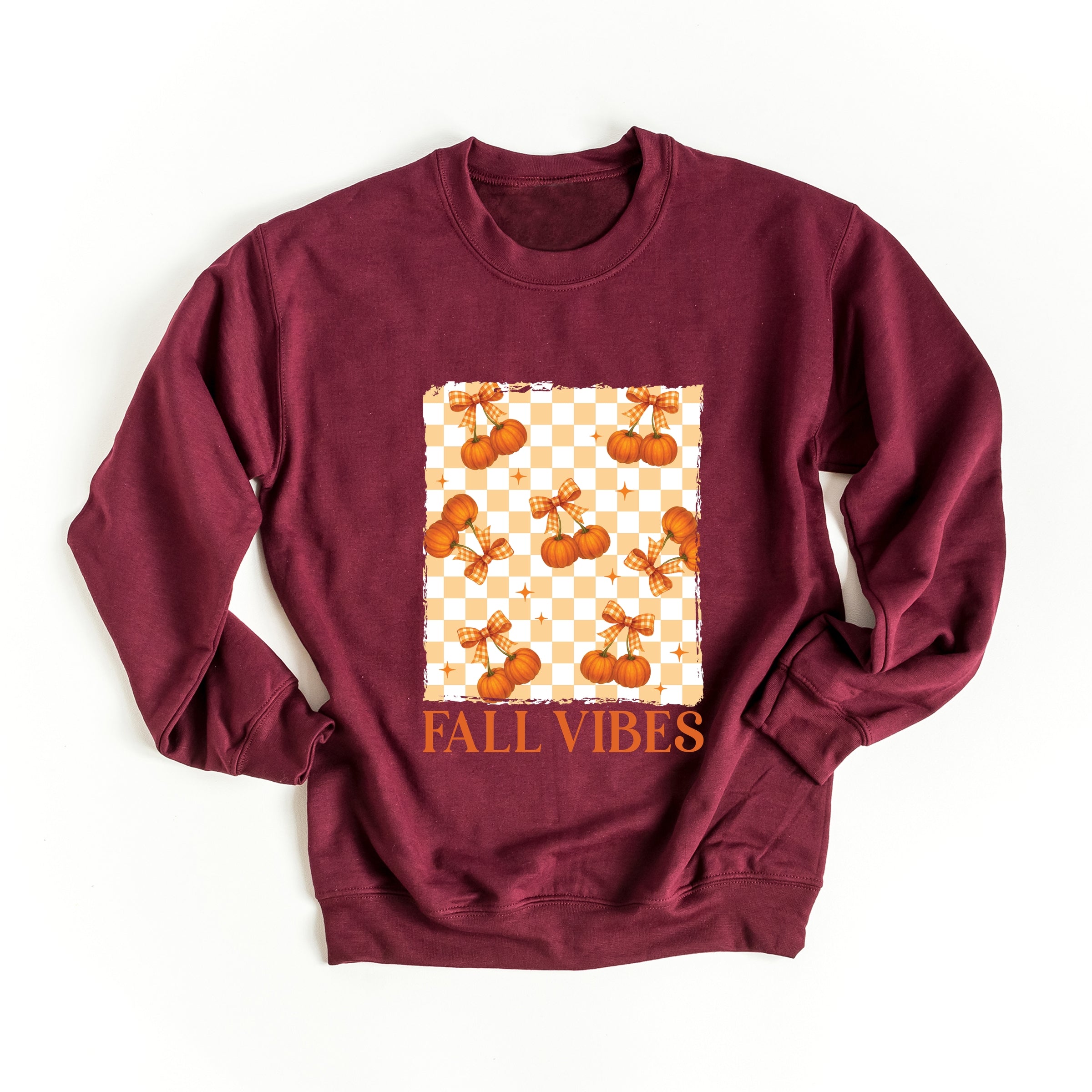 Fall Vibes Checked Pumpkins - Women's Graphic Sweatshirt