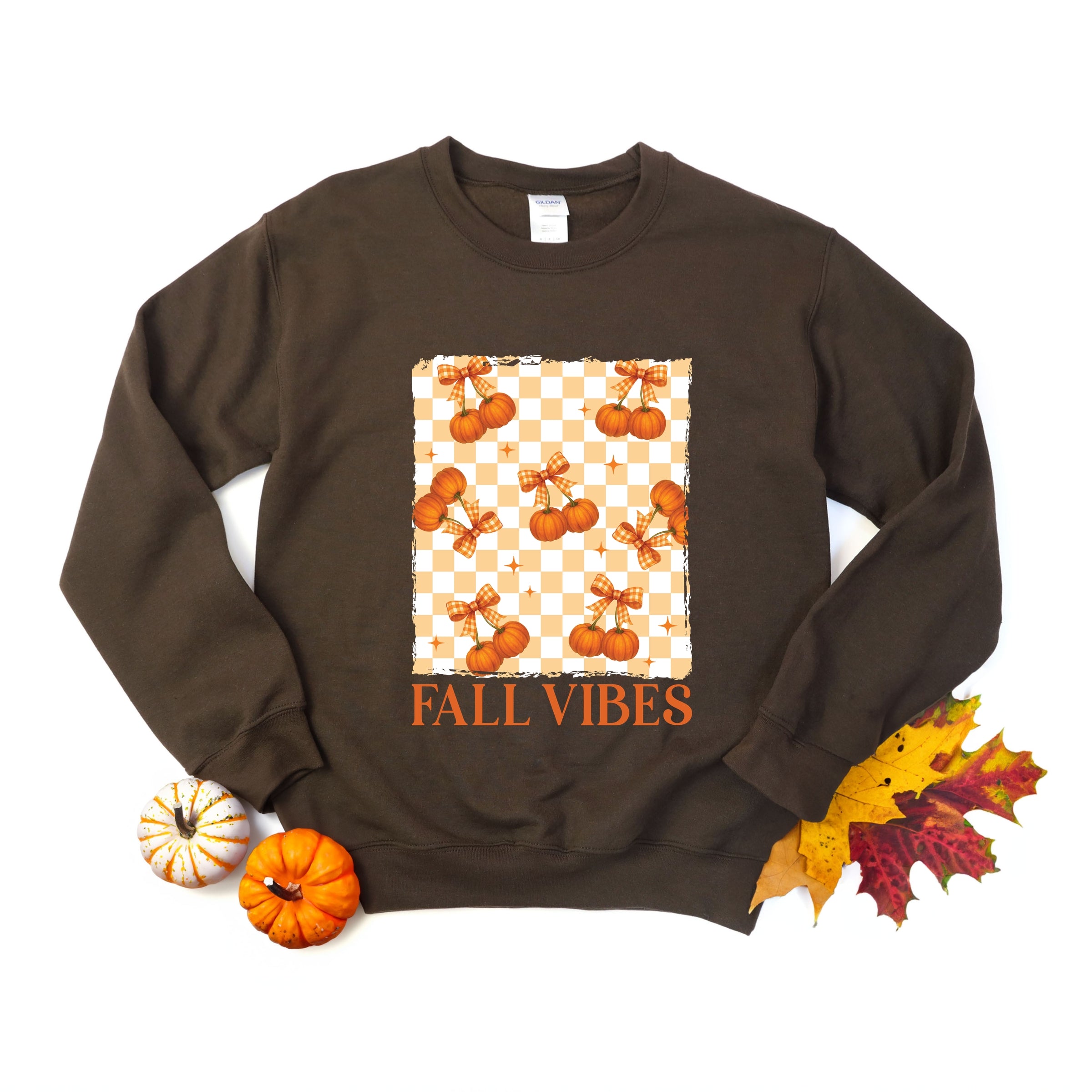 Fall Vibes Checked Pumpkins - Women's Graphic Sweatshirt