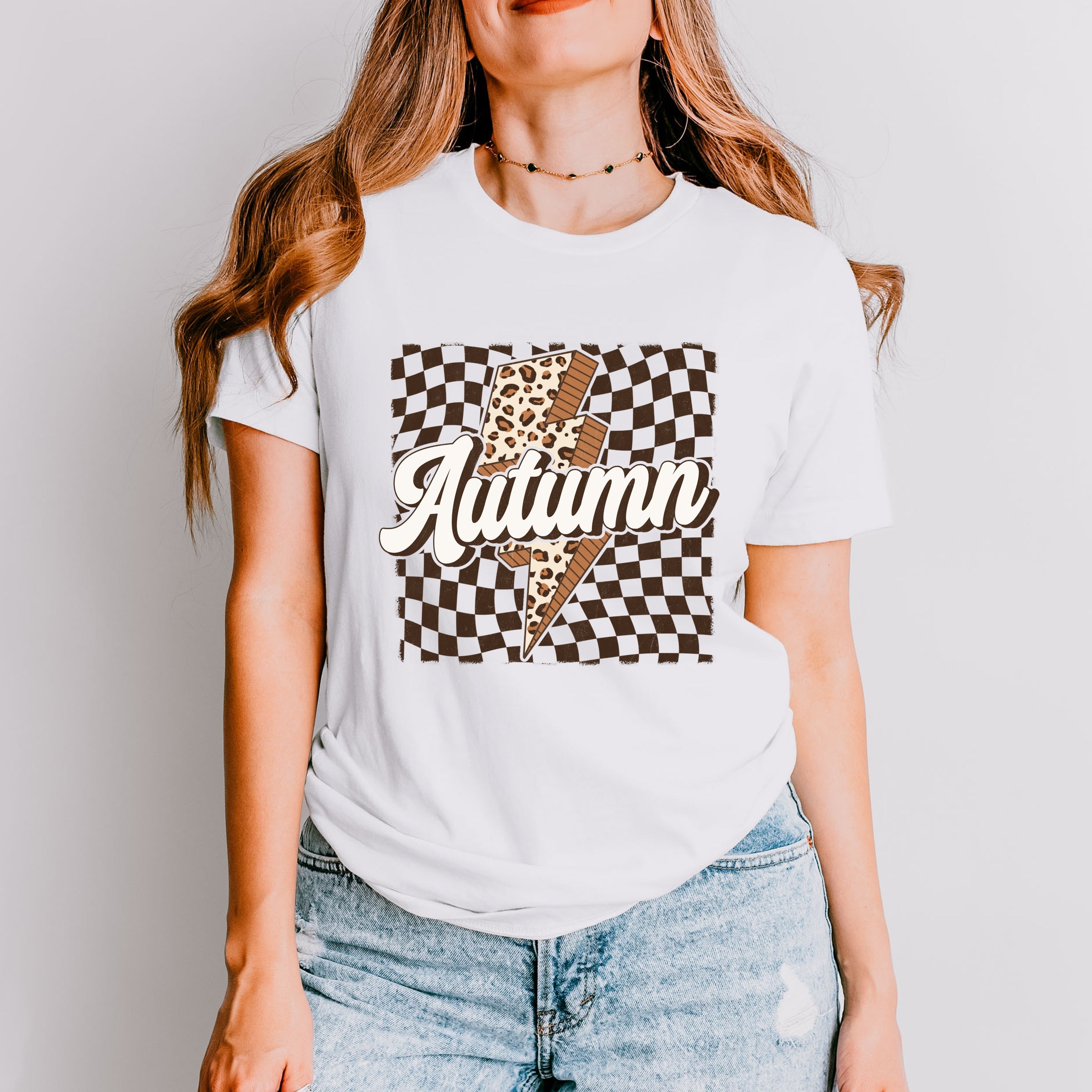 Autumn Lightning Checkered - Women's Short Sleeve Graphic T-Shirt