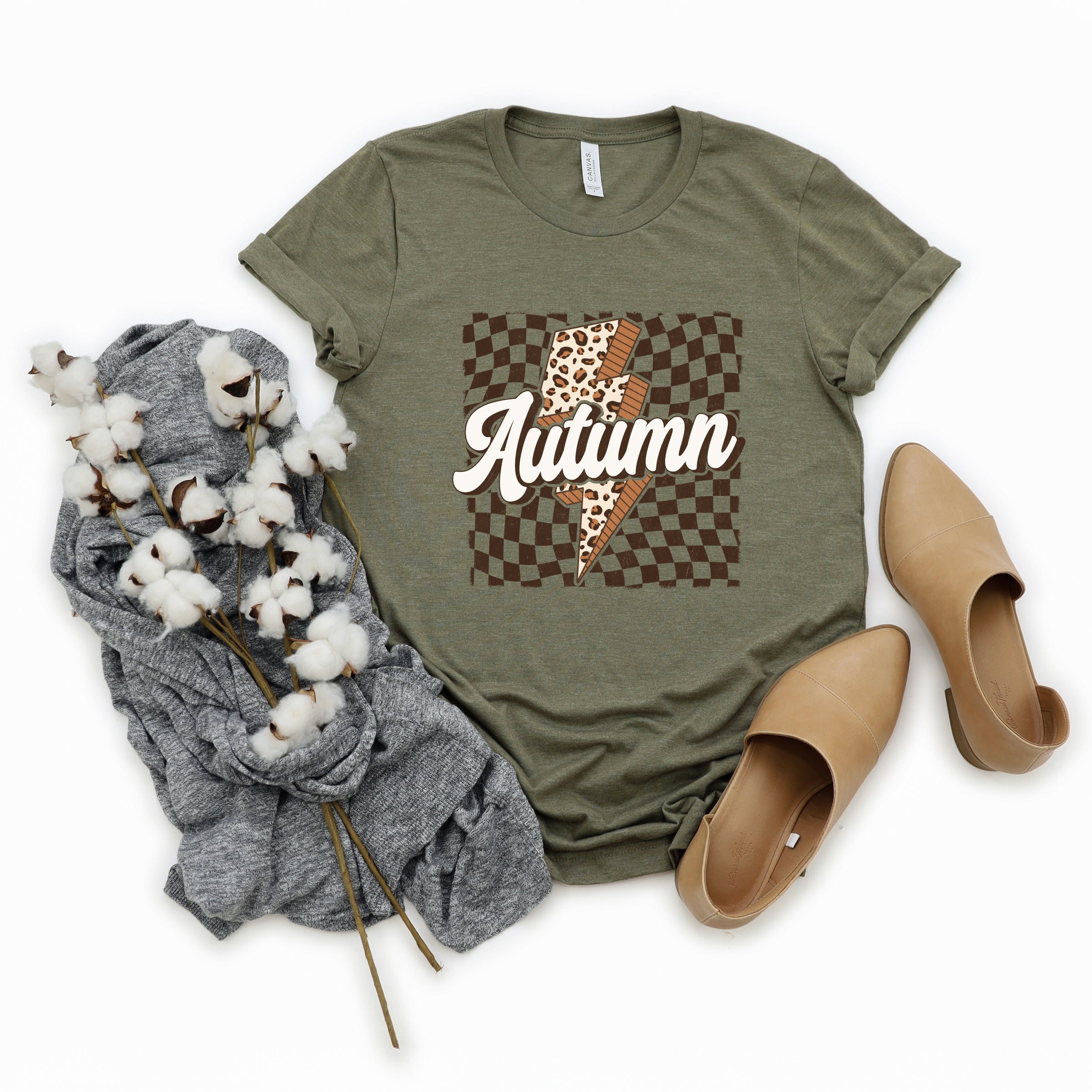 Autumn Lightning Checkered - Women's Short Sleeve Graphic T-Shirt