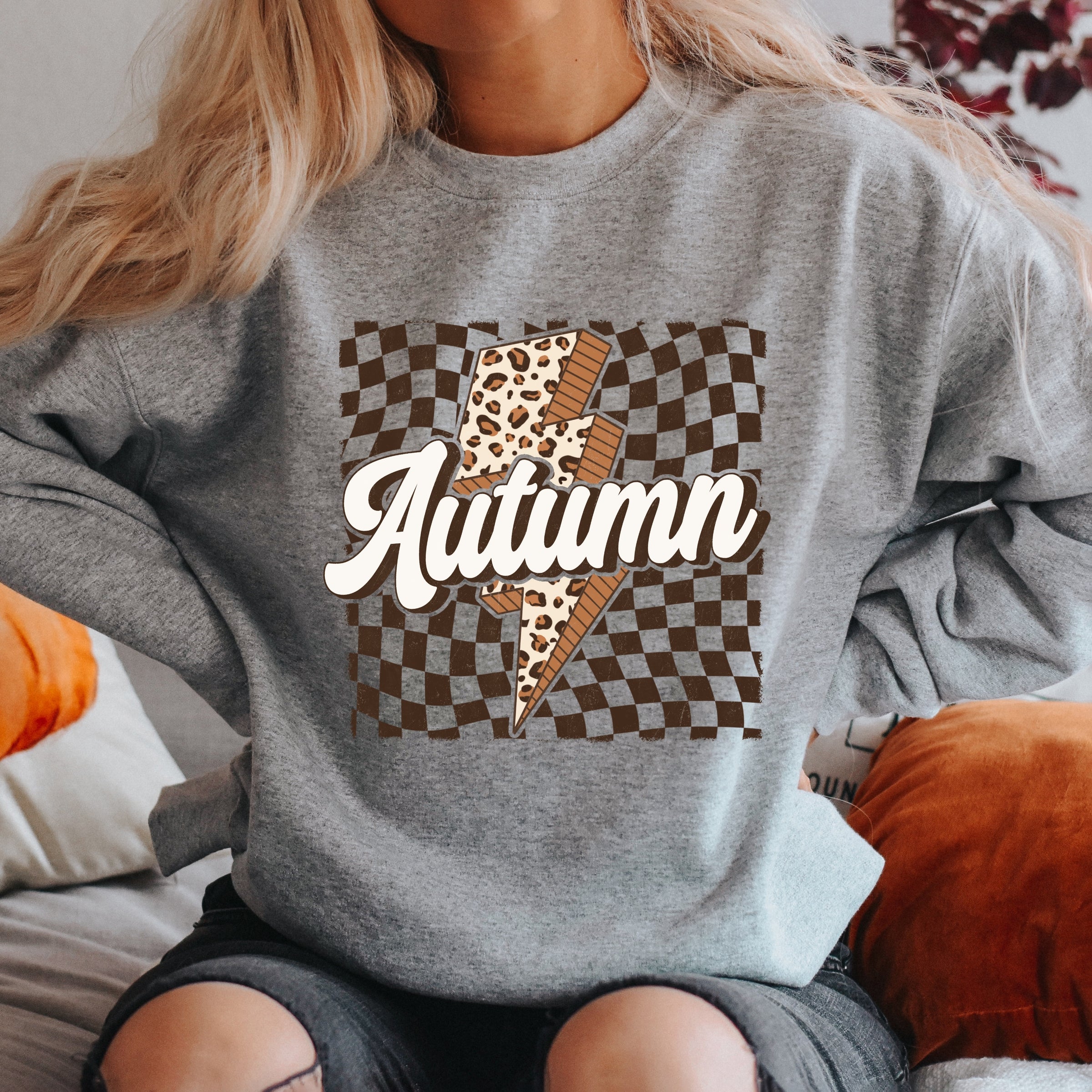 Autumn Lightning Checkered - Women's Graphic Sweatshirt
