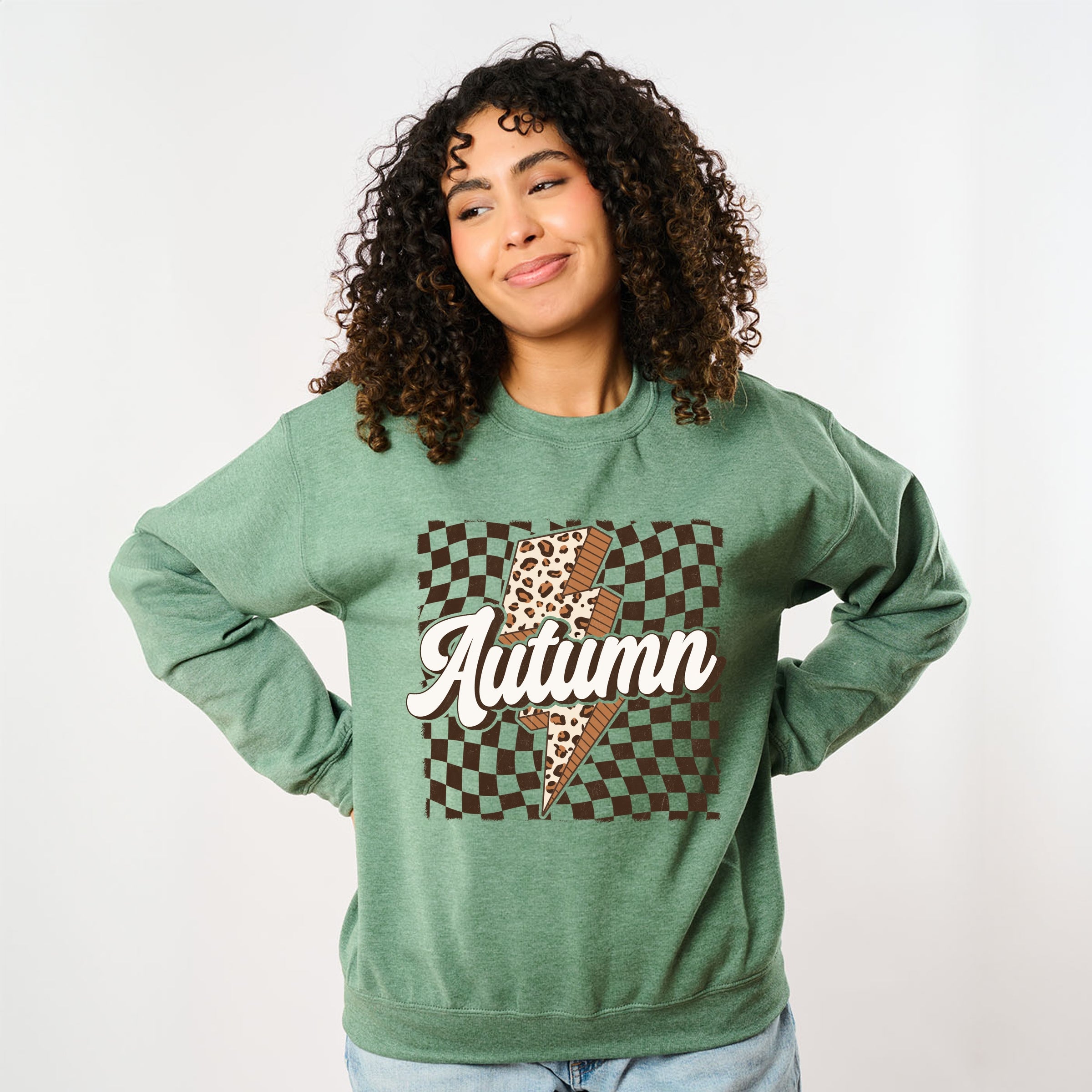Autumn Lightning Checkered - Women's Graphic Sweatshirt
