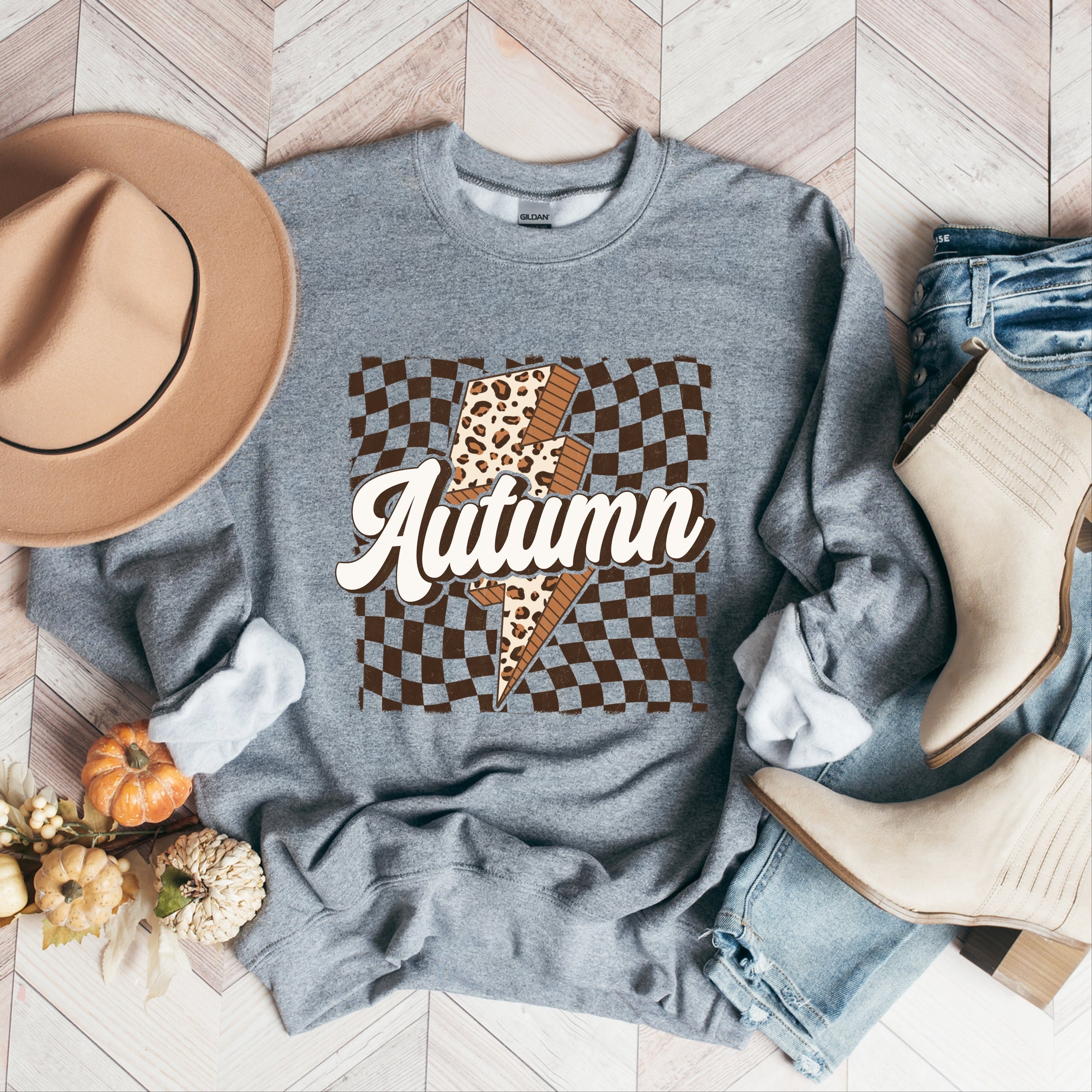 Autumn Lightning Checkered - Women's Graphic Sweatshirt