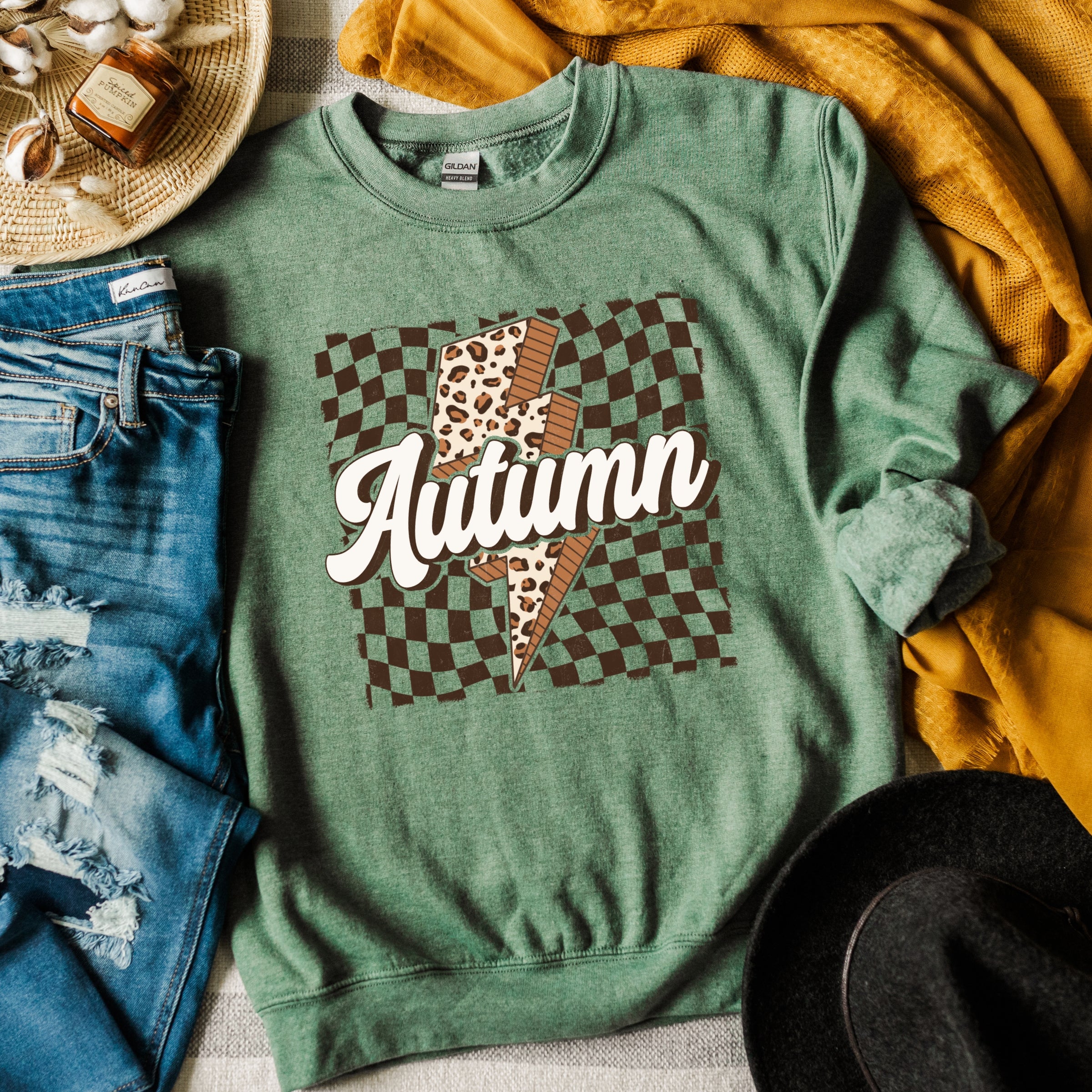 Autumn Lightning Checkered - Women's Graphic Sweatshirt