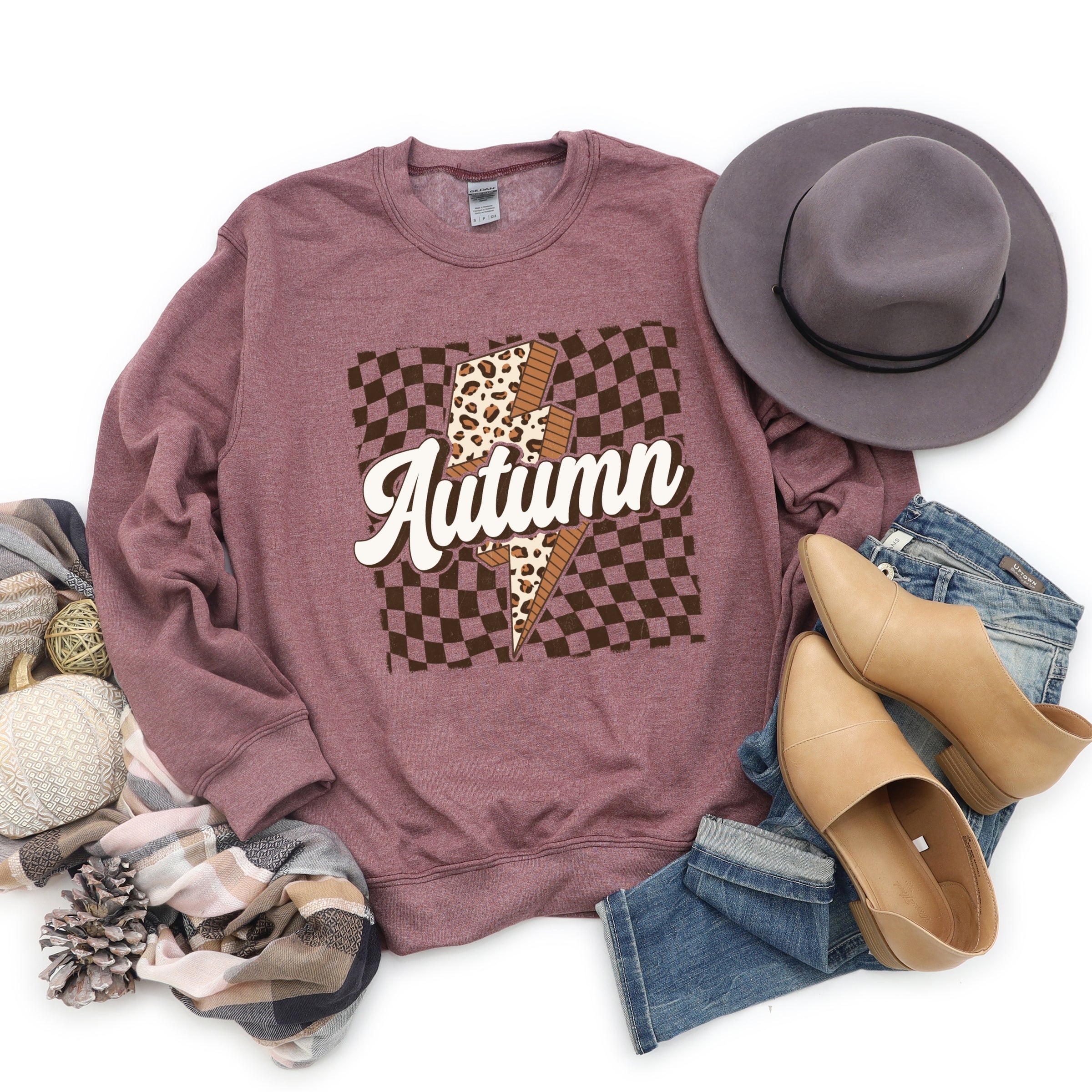 Autumn Lightning Checkered - Women's Graphic Sweatshirt
