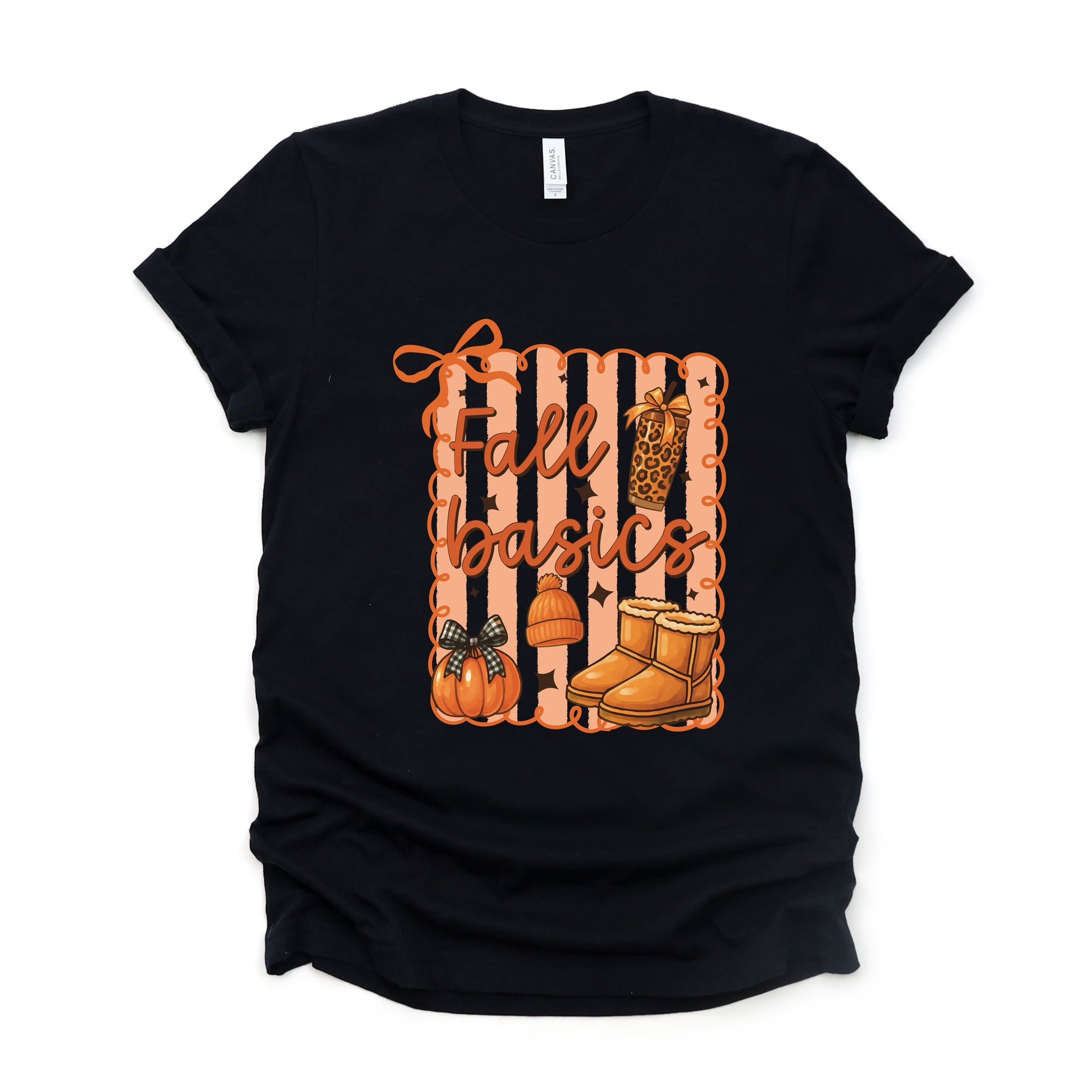 Fall Basics Boots Striped - Women's Short Sleeve Graphic T-Shirt