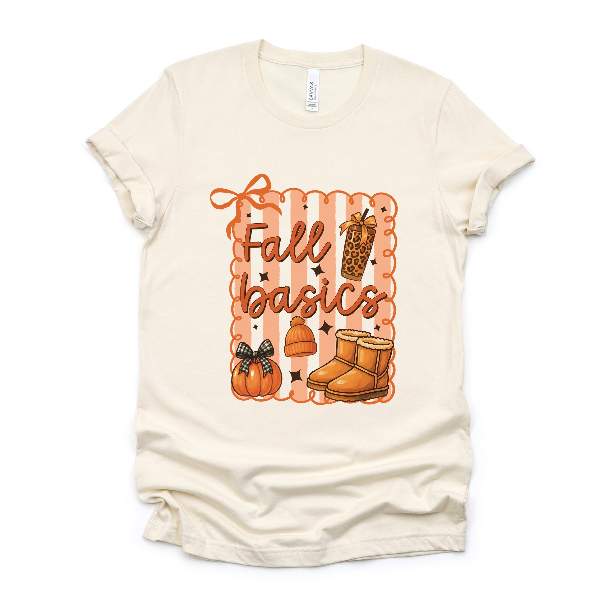 Fall Basics Boots Striped - Women's Short Sleeve Graphic T-Shirt