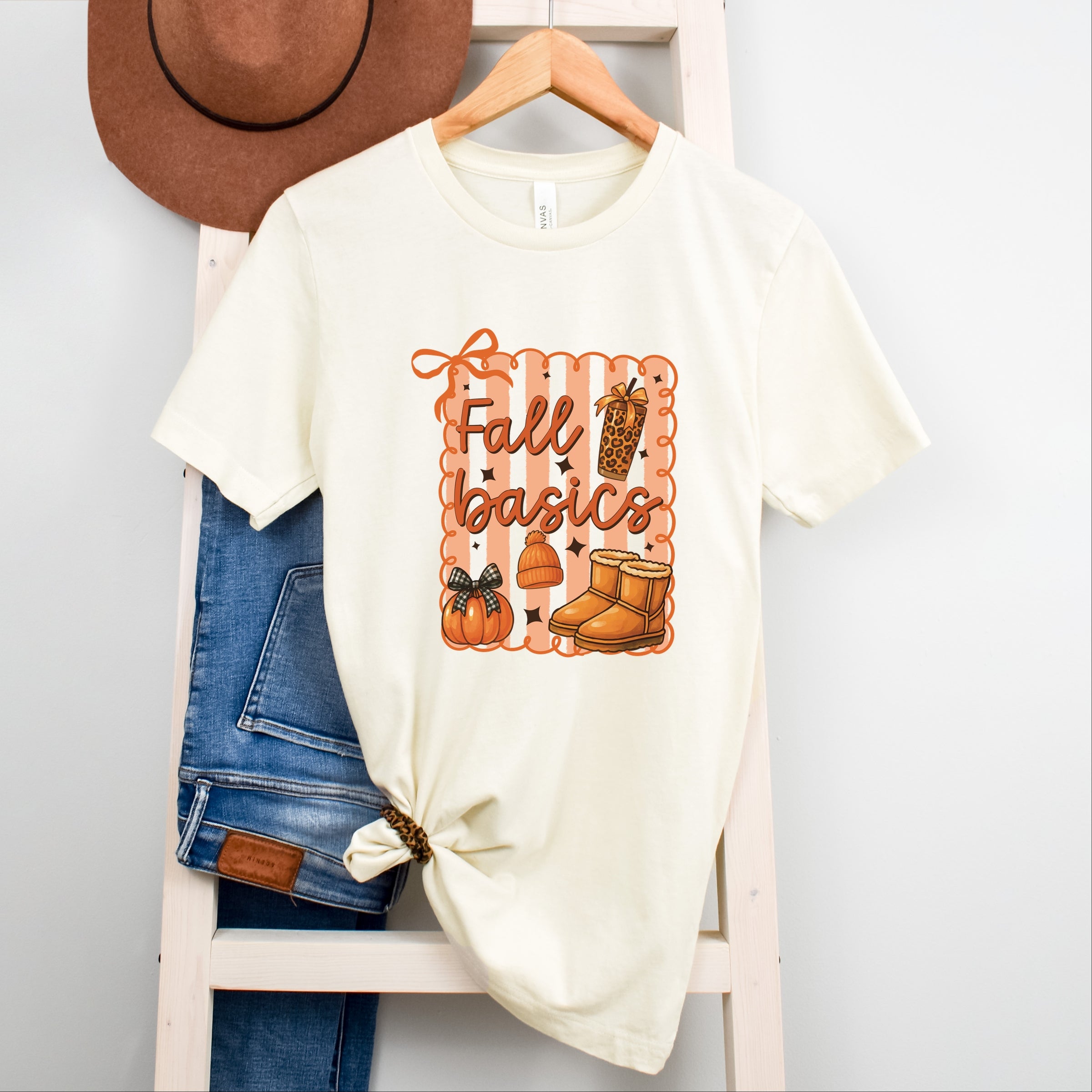 Fall Basics Boots Striped - Women's Short Sleeve Graphic T-Shirt