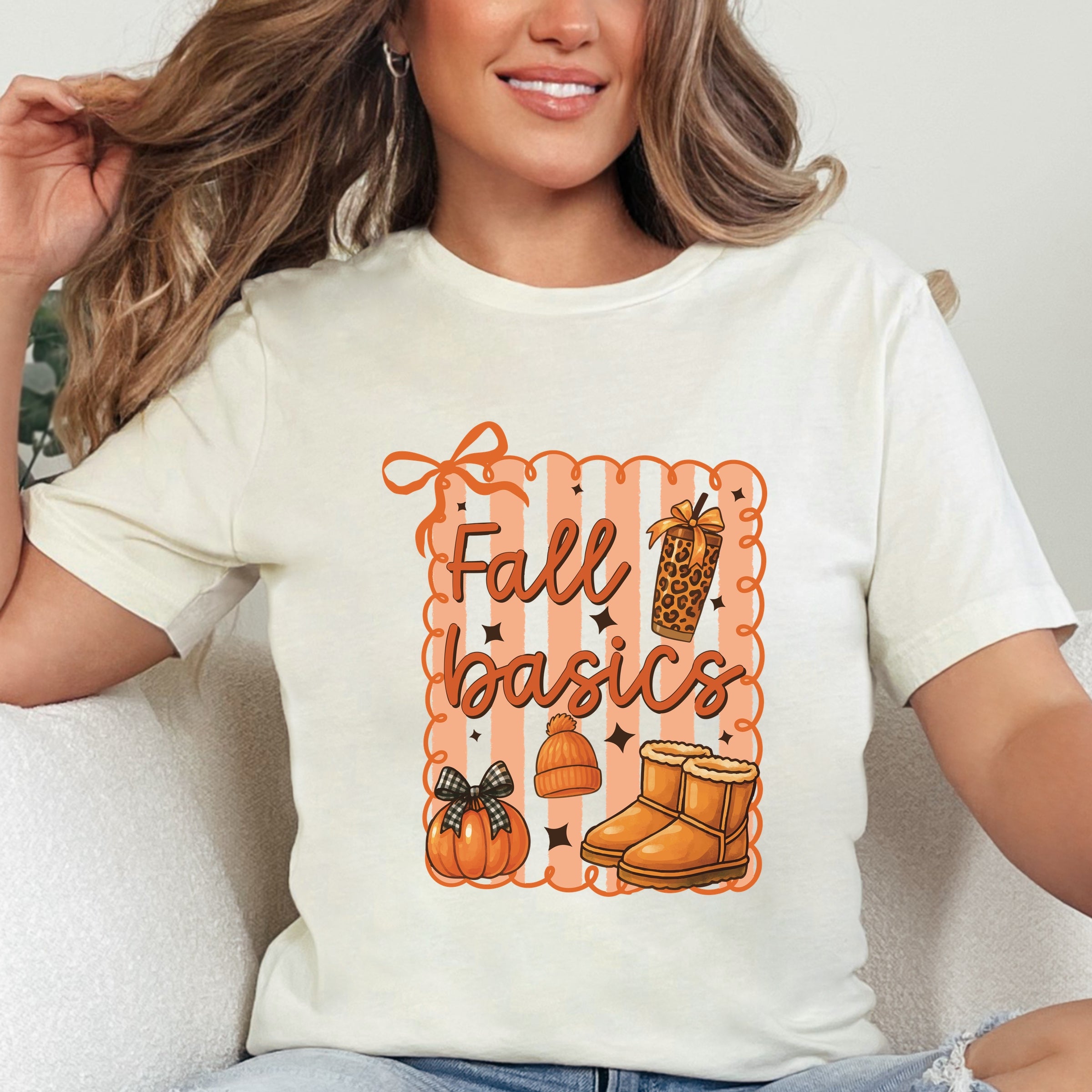 Fall Basics Boots Striped - Women's Short Sleeve Graphic T-Shirt