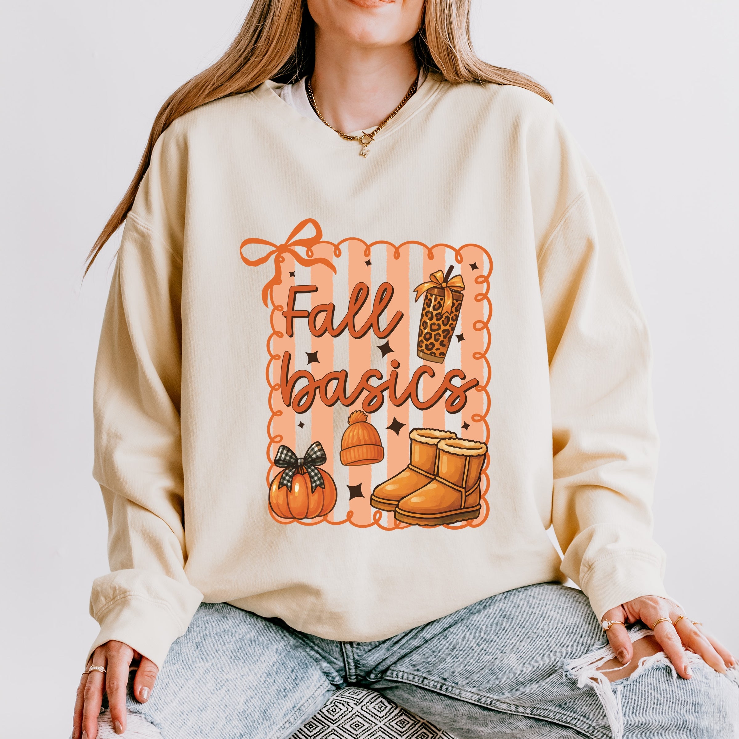 Fall Basics Boots Striped - Women's Lightweight Garment Dyed Sweatshirt