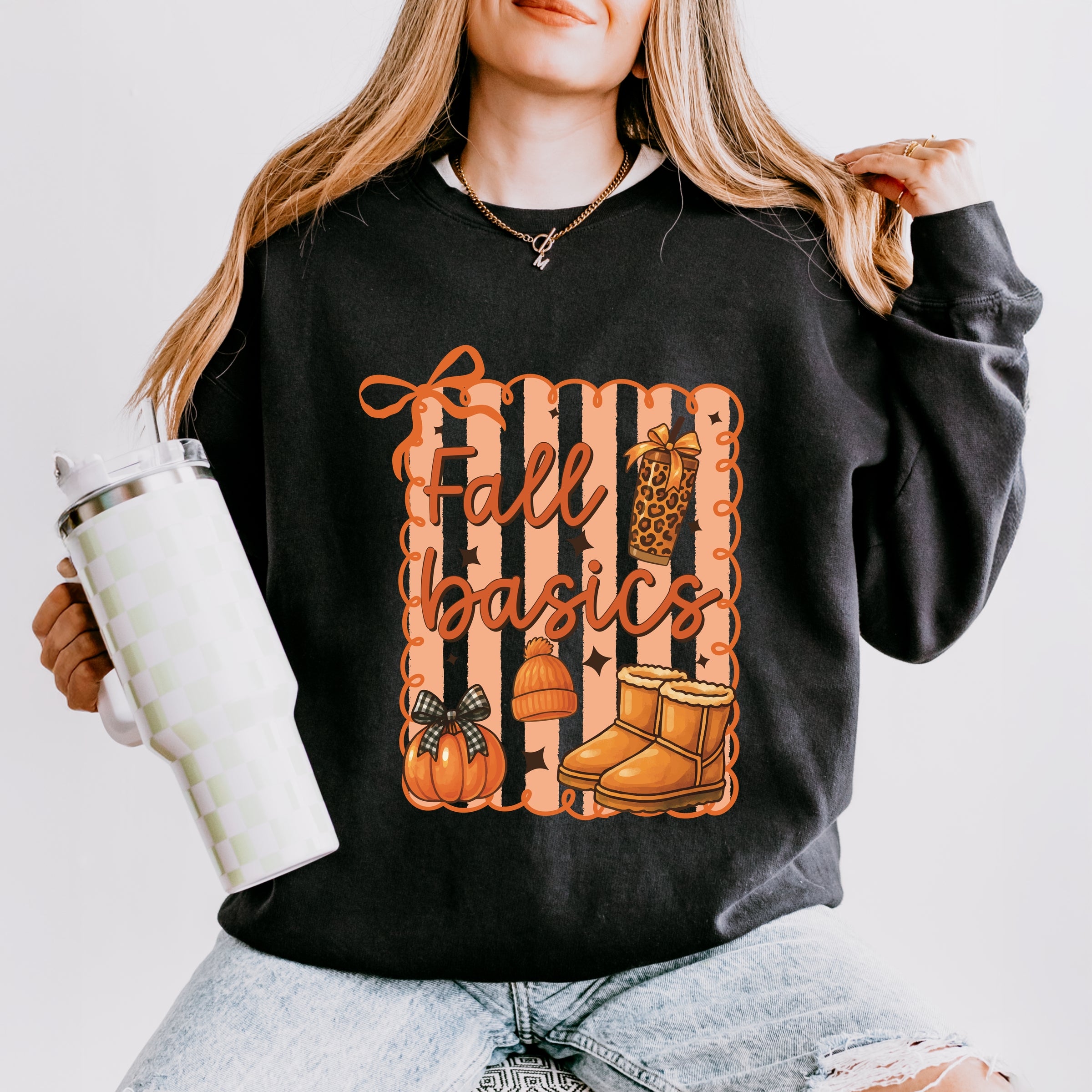 Fall Basics Boots Striped - Women's Lightweight Garment Dyed Sweatshirt