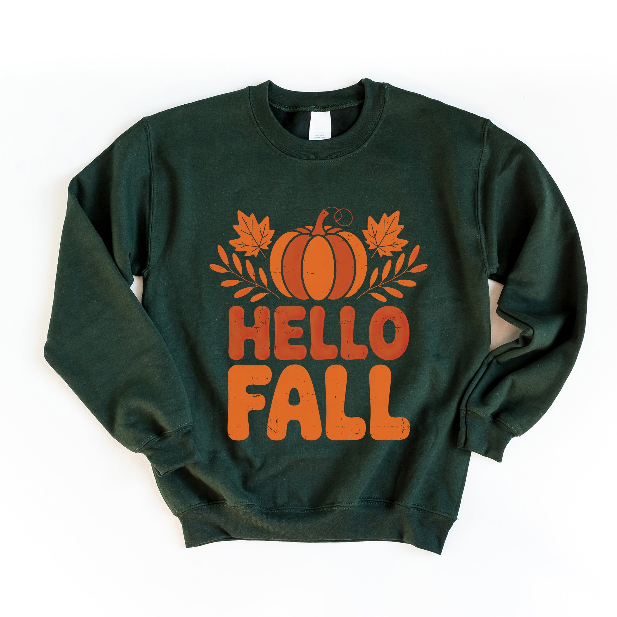 Hello Fall Pumpkin Distressed - Women's Graphic Sweatshirt
