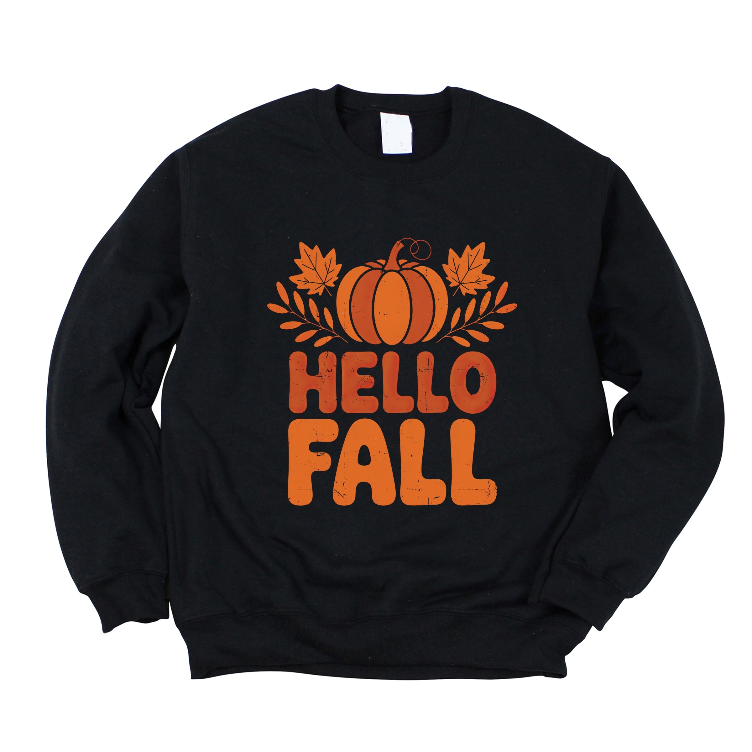 Hello Fall Pumpkin Distressed - Women's Graphic Sweatshirt