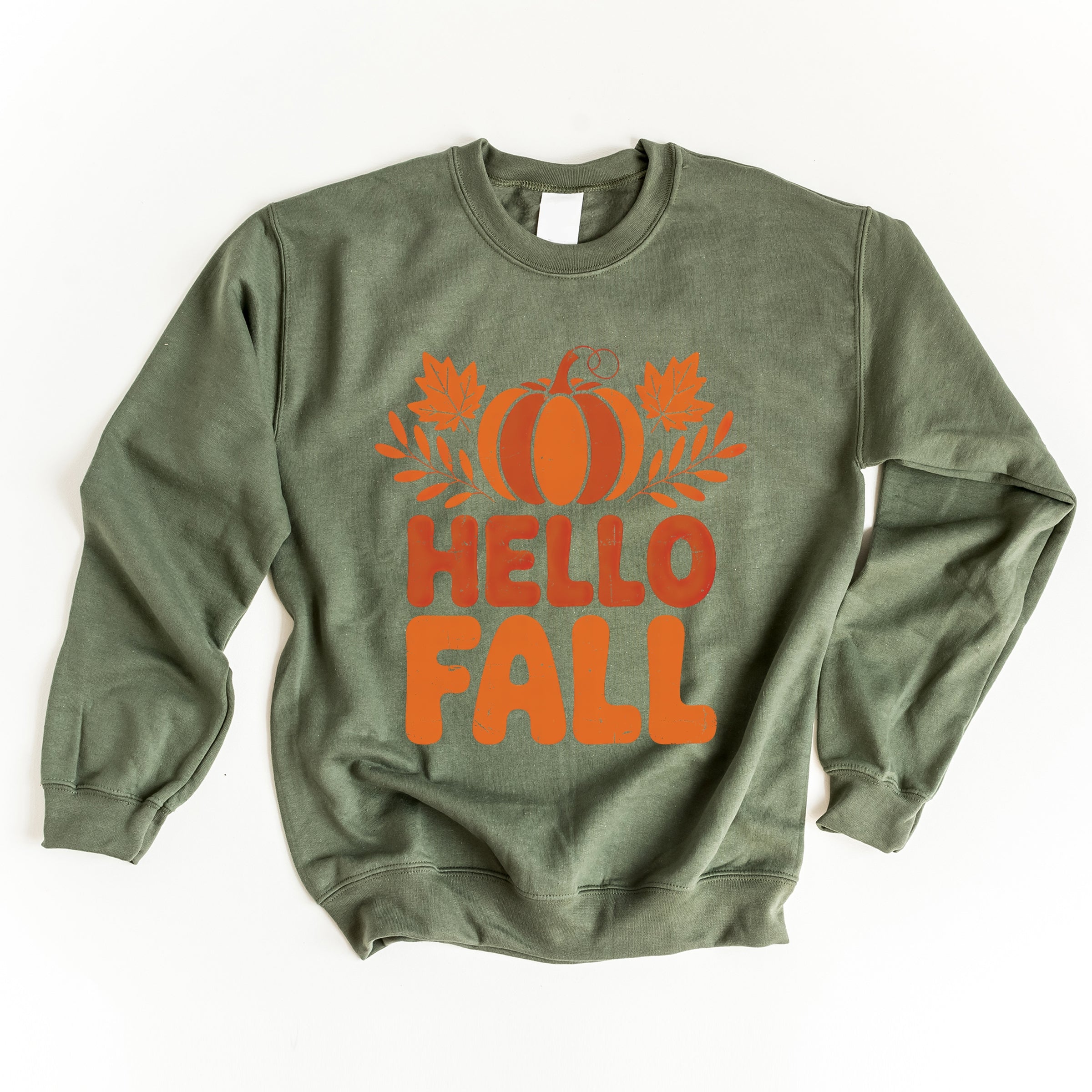 Hello Fall Pumpkin Distressed - Women's Graphic Sweatshirt