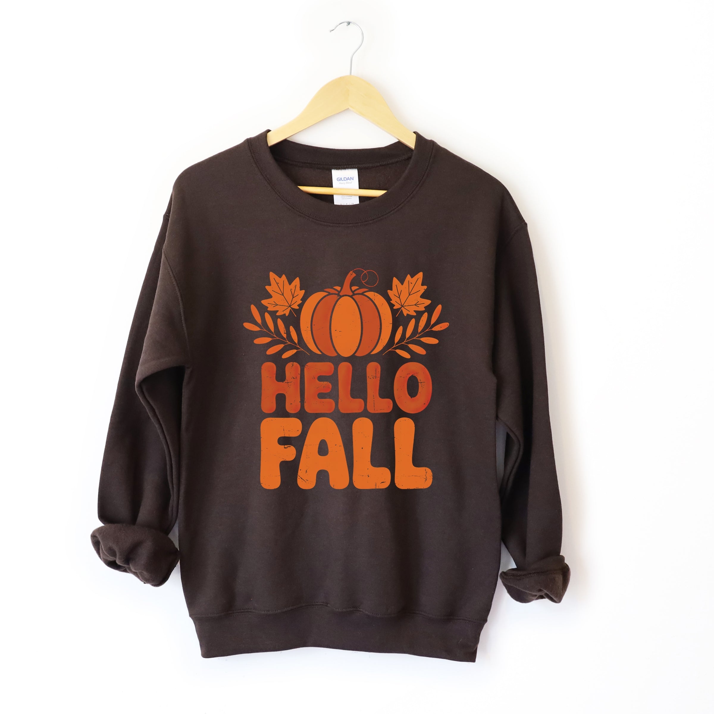Hello Fall Pumpkin Distressed - Women's Graphic Sweatshirt