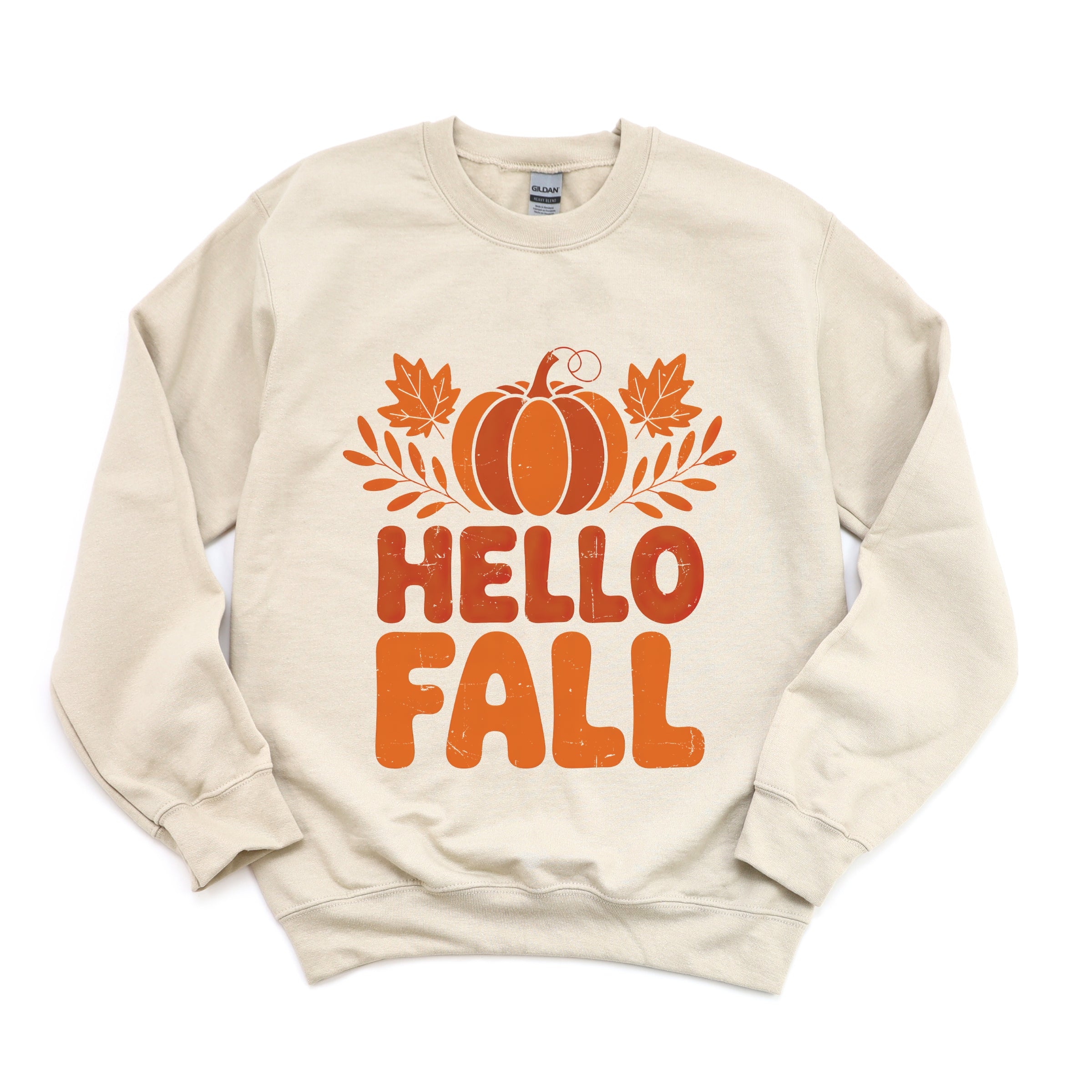 Hello Fall Pumpkin Distressed - Women's Graphic Sweatshirt