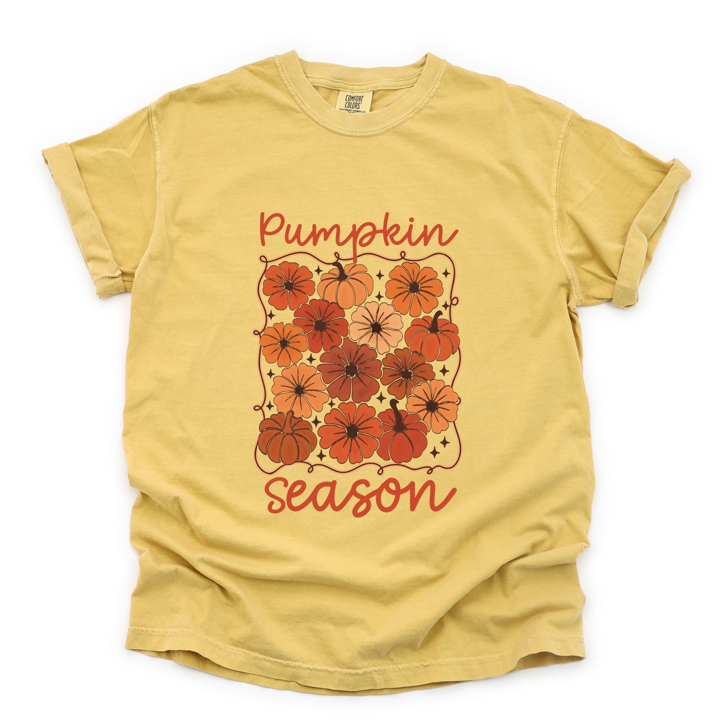 Pumpkin Season Floral - Women's Garment Dyed Graphic T-Shirt
