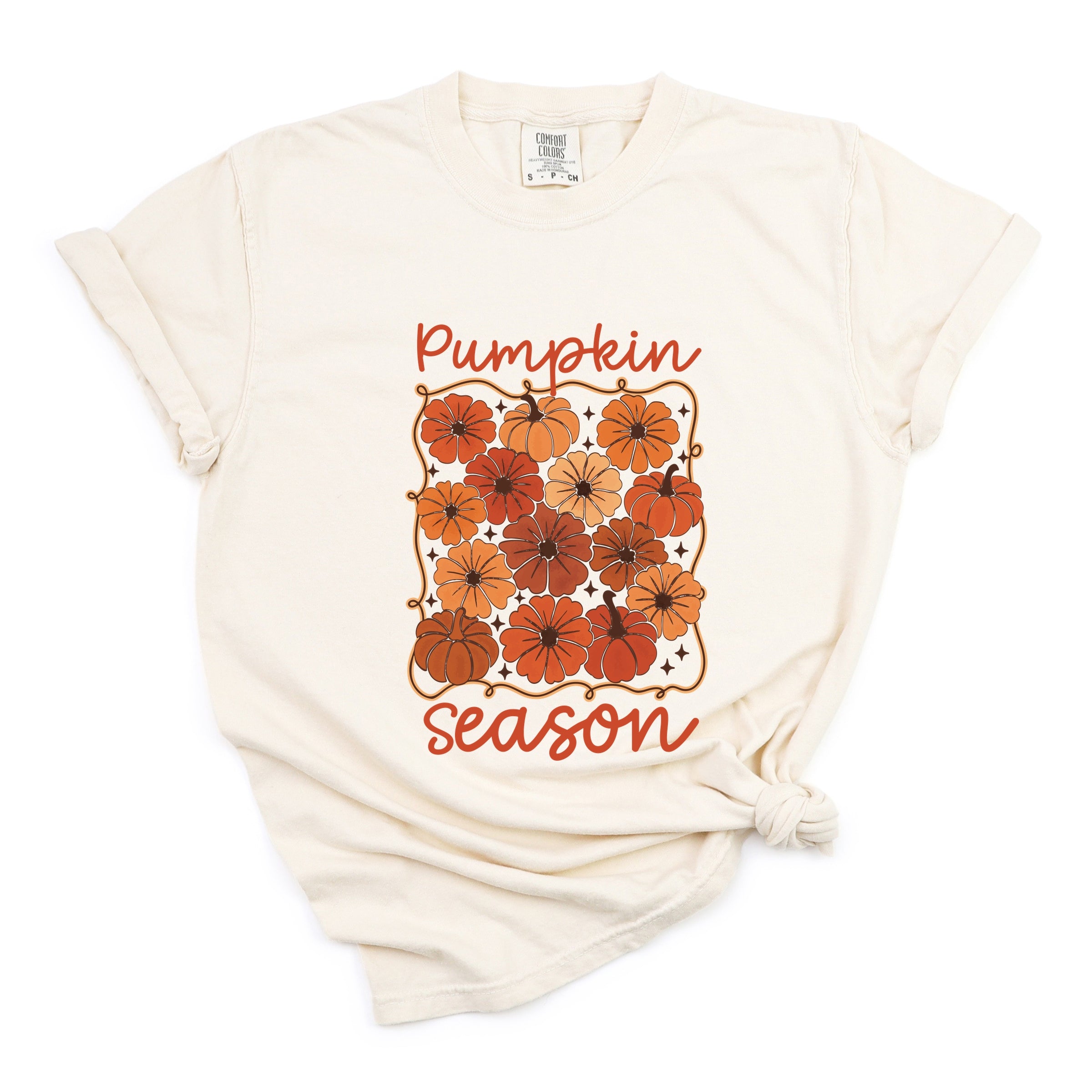 Pumpkin Season Floral - Women's Garment Dyed Graphic T-Shirt