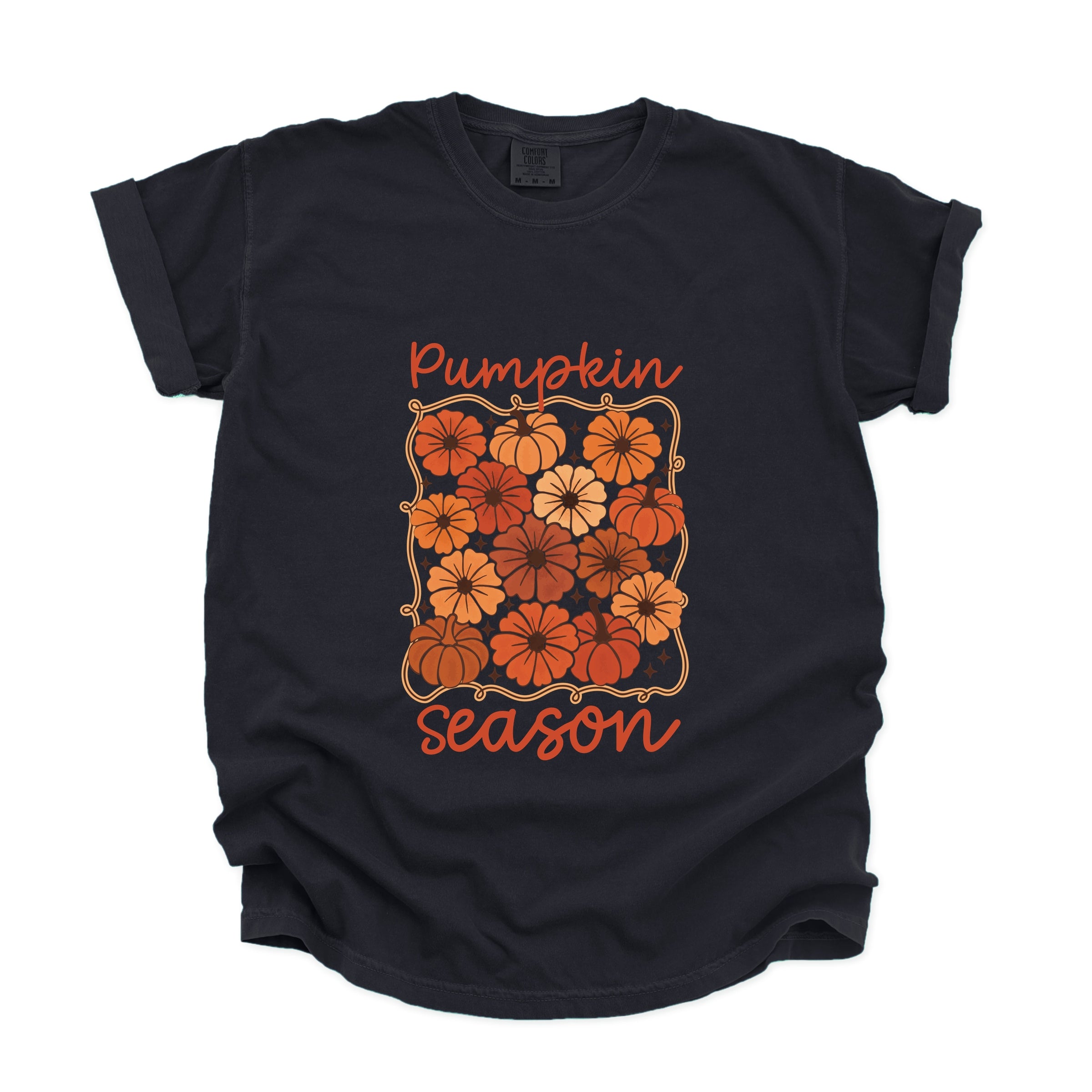 Pumpkin Season Floral - Women's Garment Dyed Graphic T-Shirt