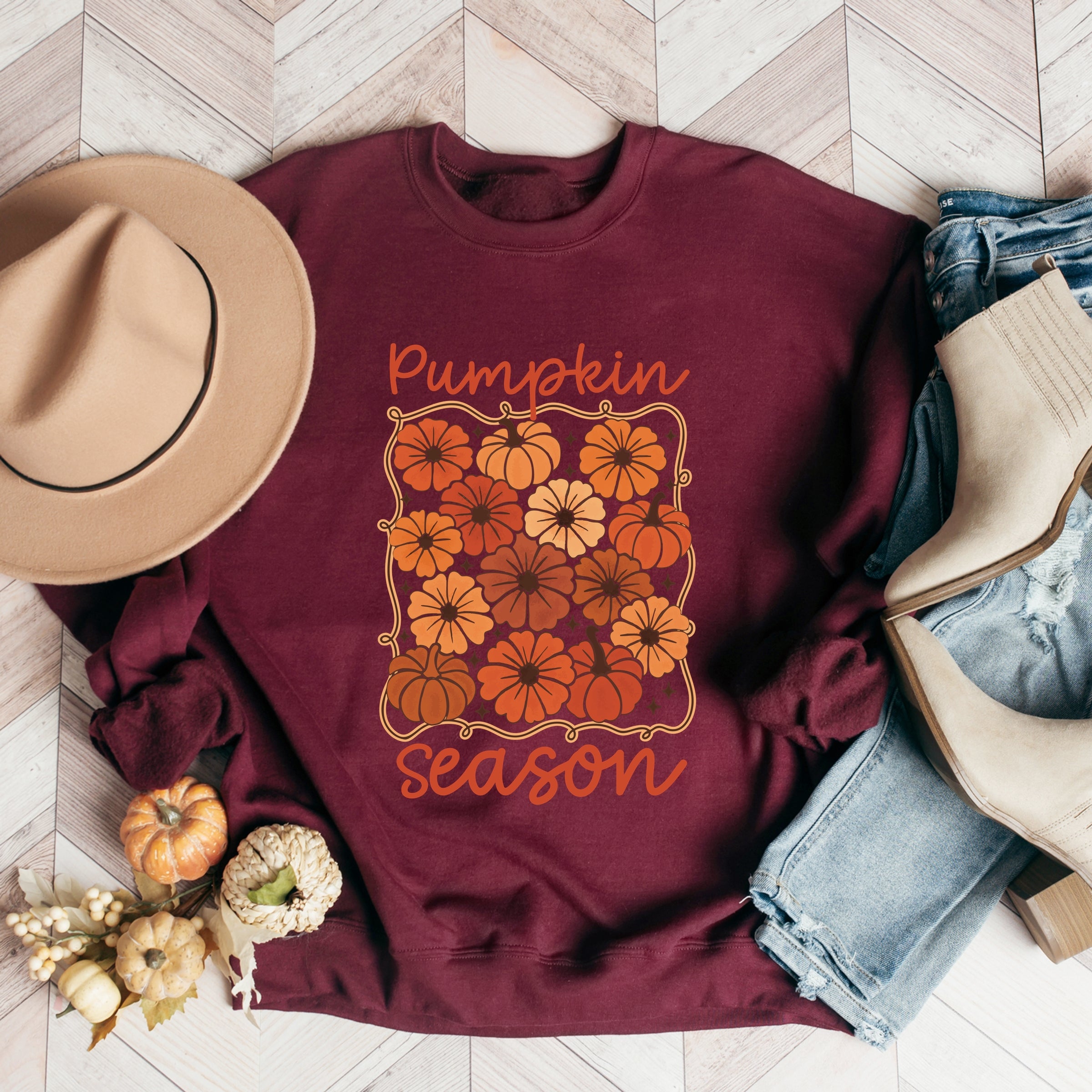 Pumpkin Season Floral - Women's Graphic Sweatshirt