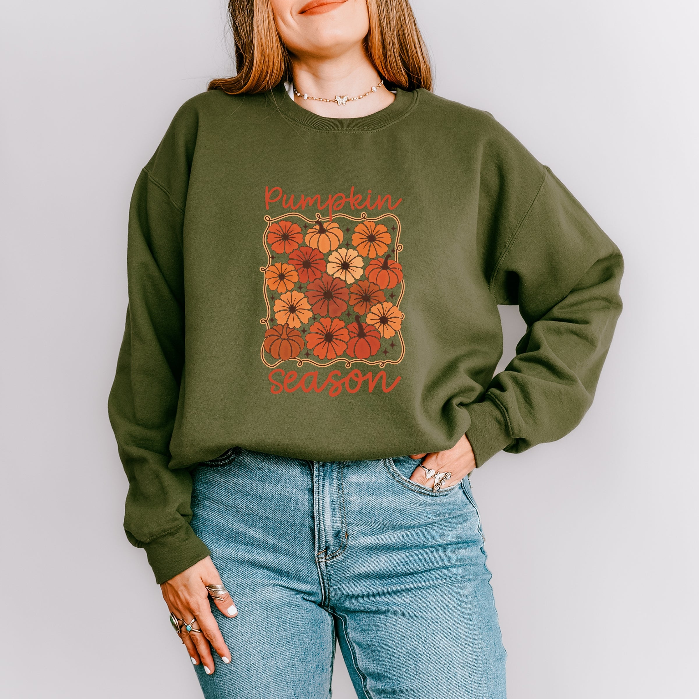 Pumpkin Season Floral - Women's Graphic Sweatshirt