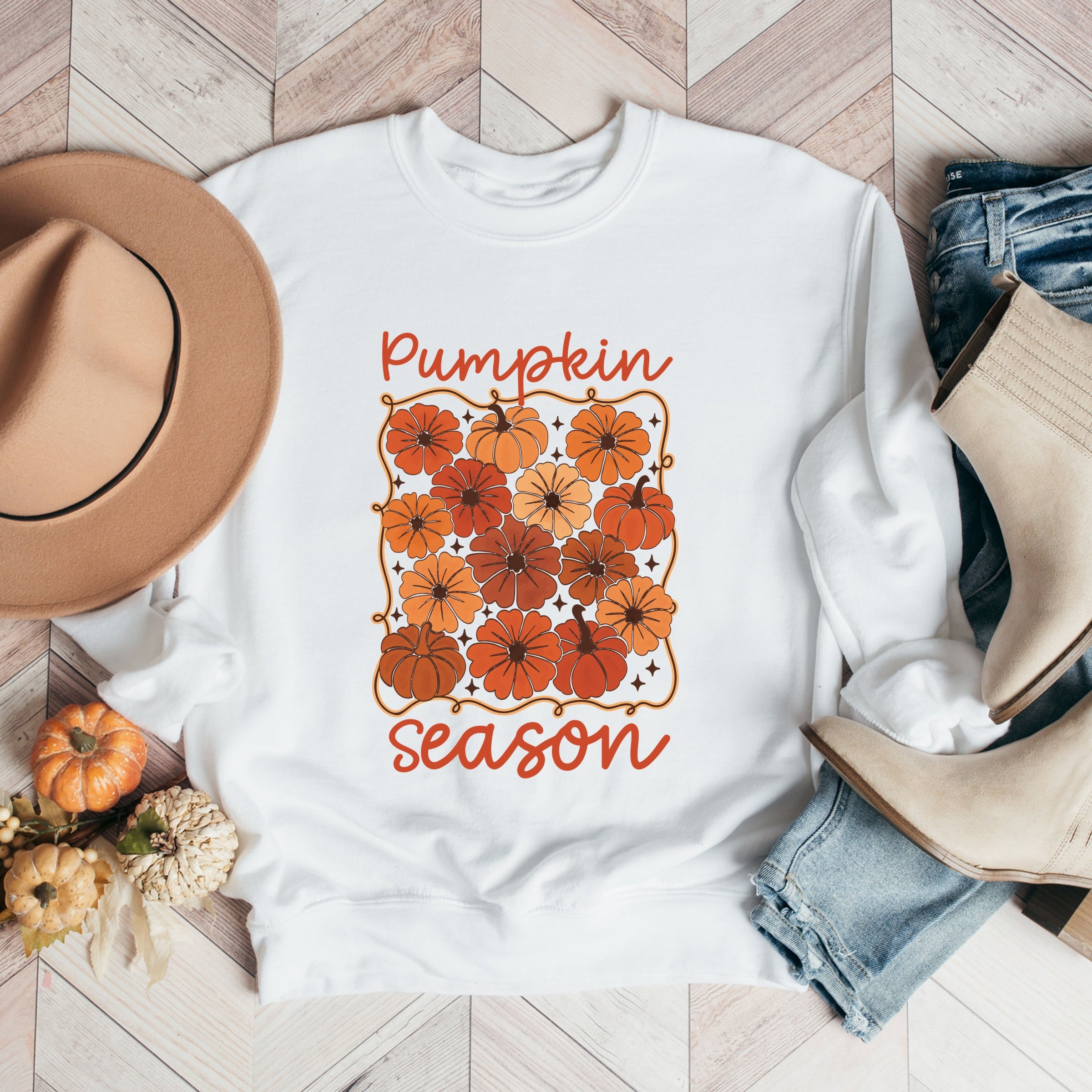 Pumpkin Season Floral - Women's Graphic Sweatshirt