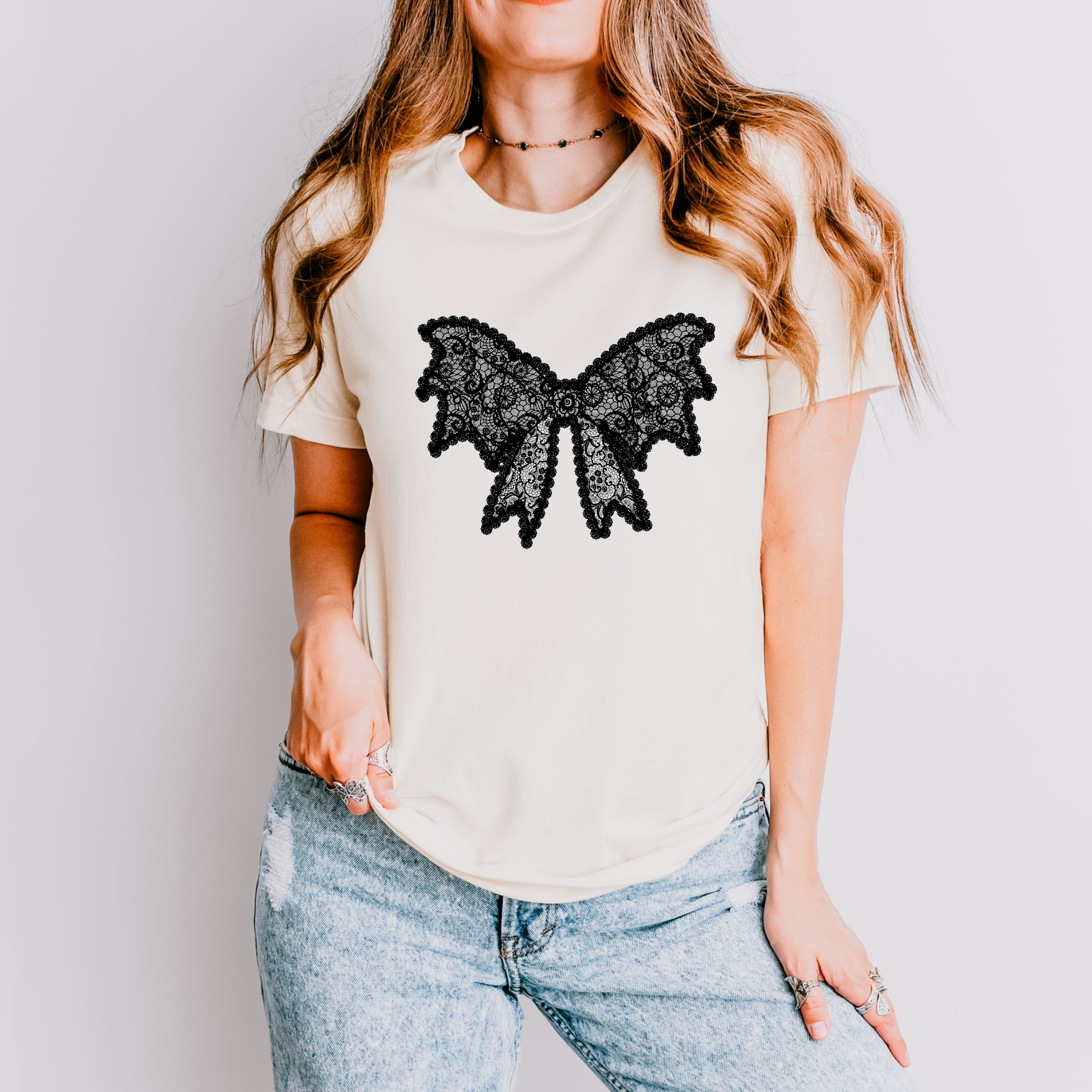 Lace Bow - Women's Short Sleeve Graphic T-Shirt