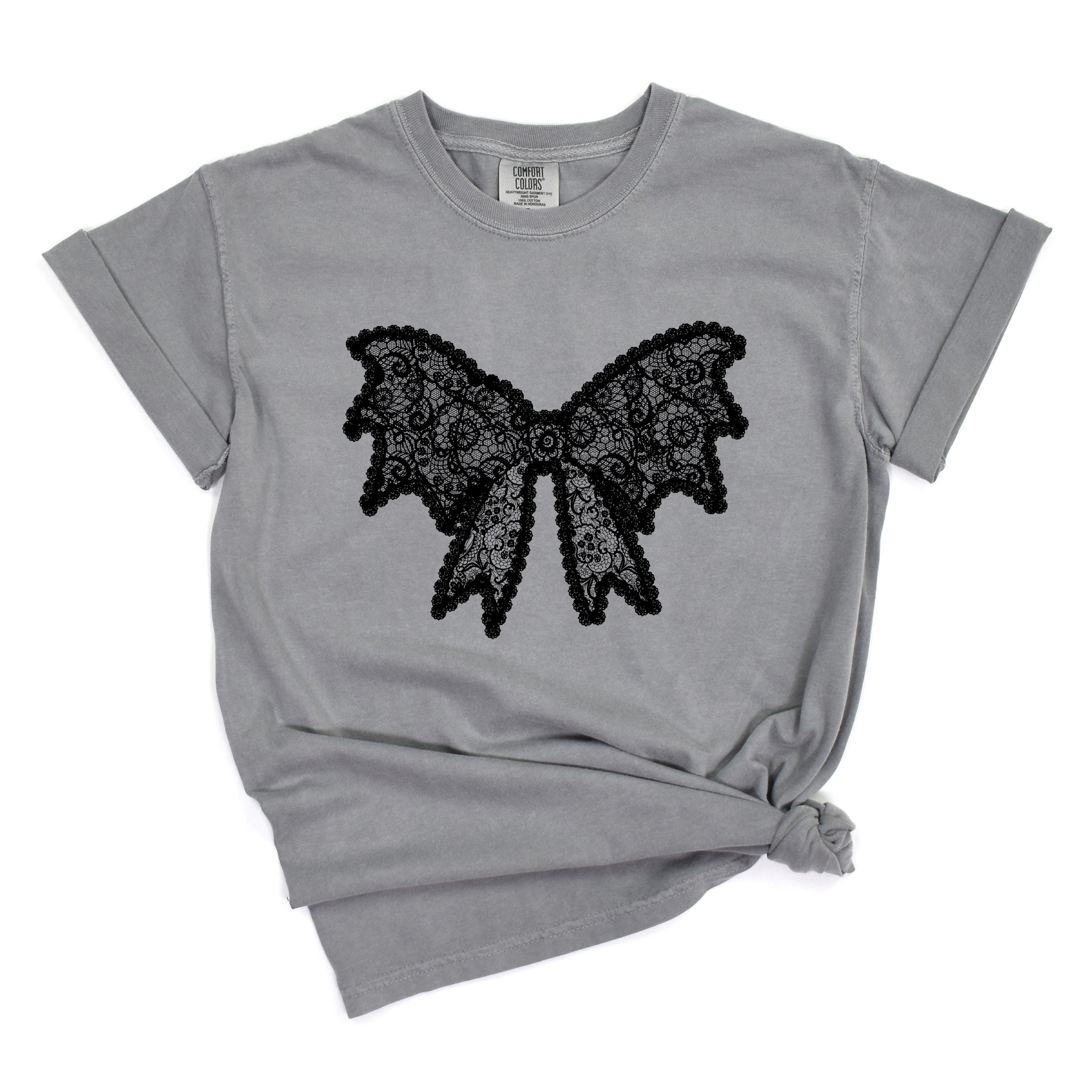 Lace Bow - Women's Garment Dyed Graphic T-Shirt