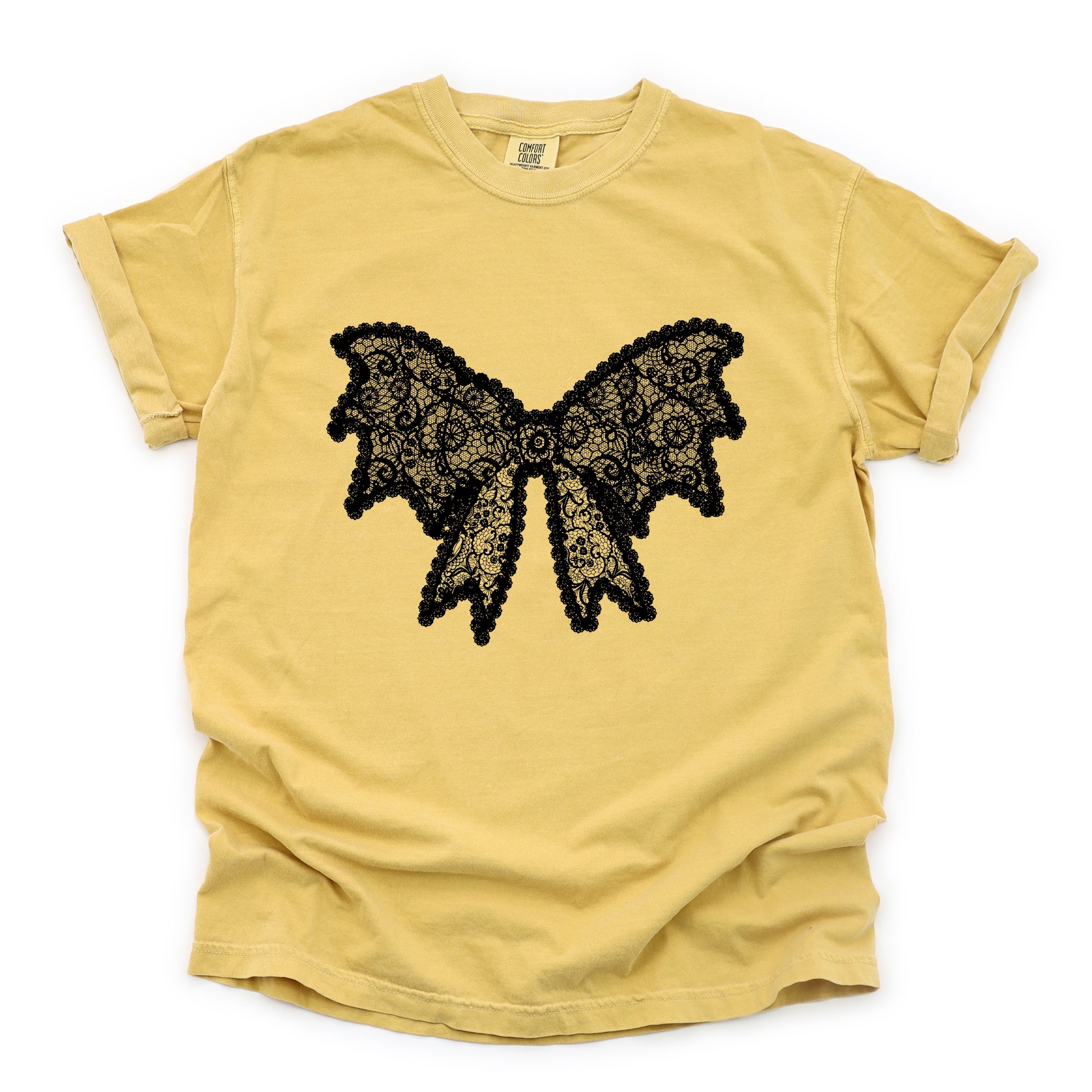 Lace Bow - Women's Garment Dyed Graphic T-Shirt